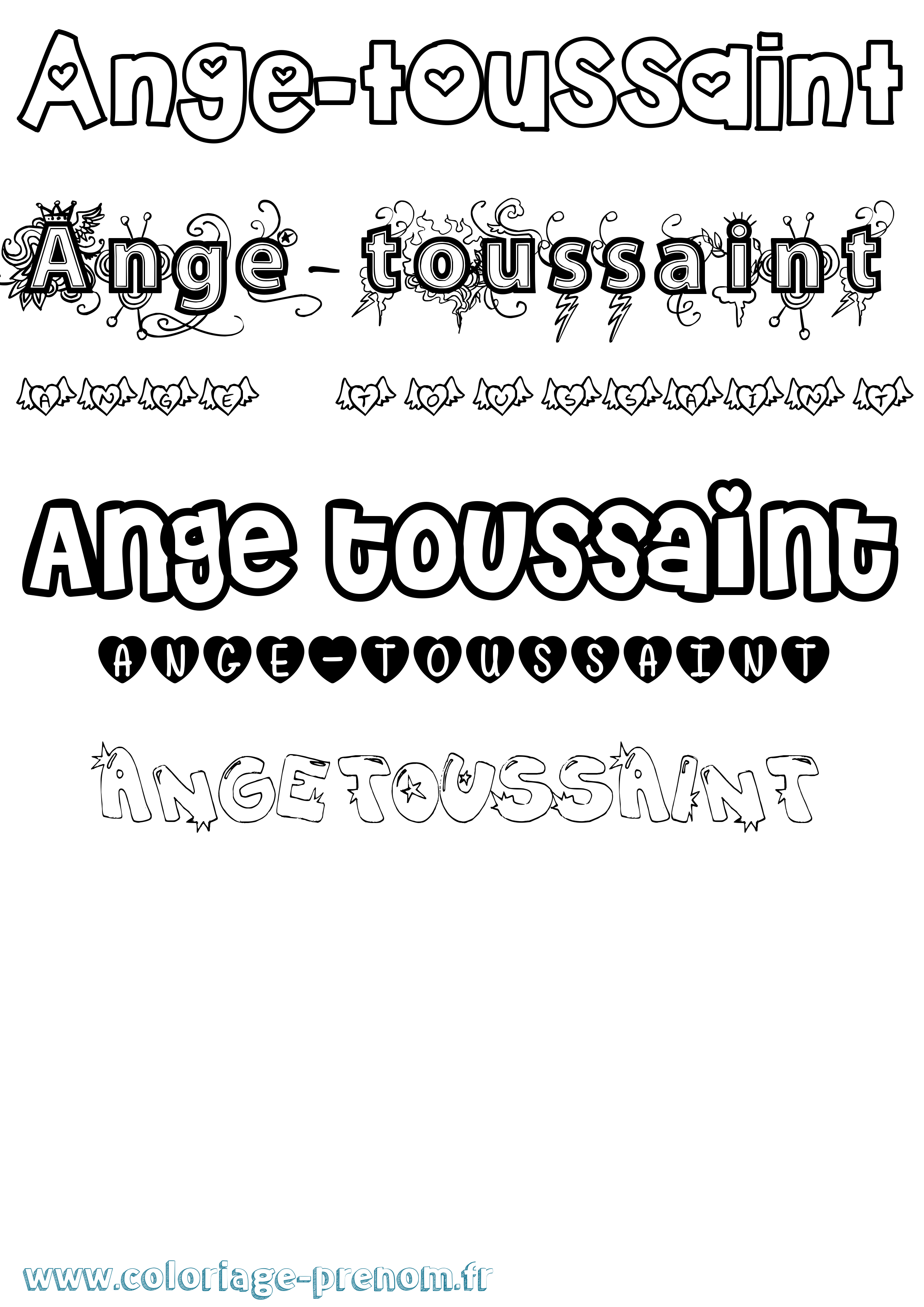 Coloriage Ange-Toussaint Girly Coloriage prénom Ange-Toussaint Girly