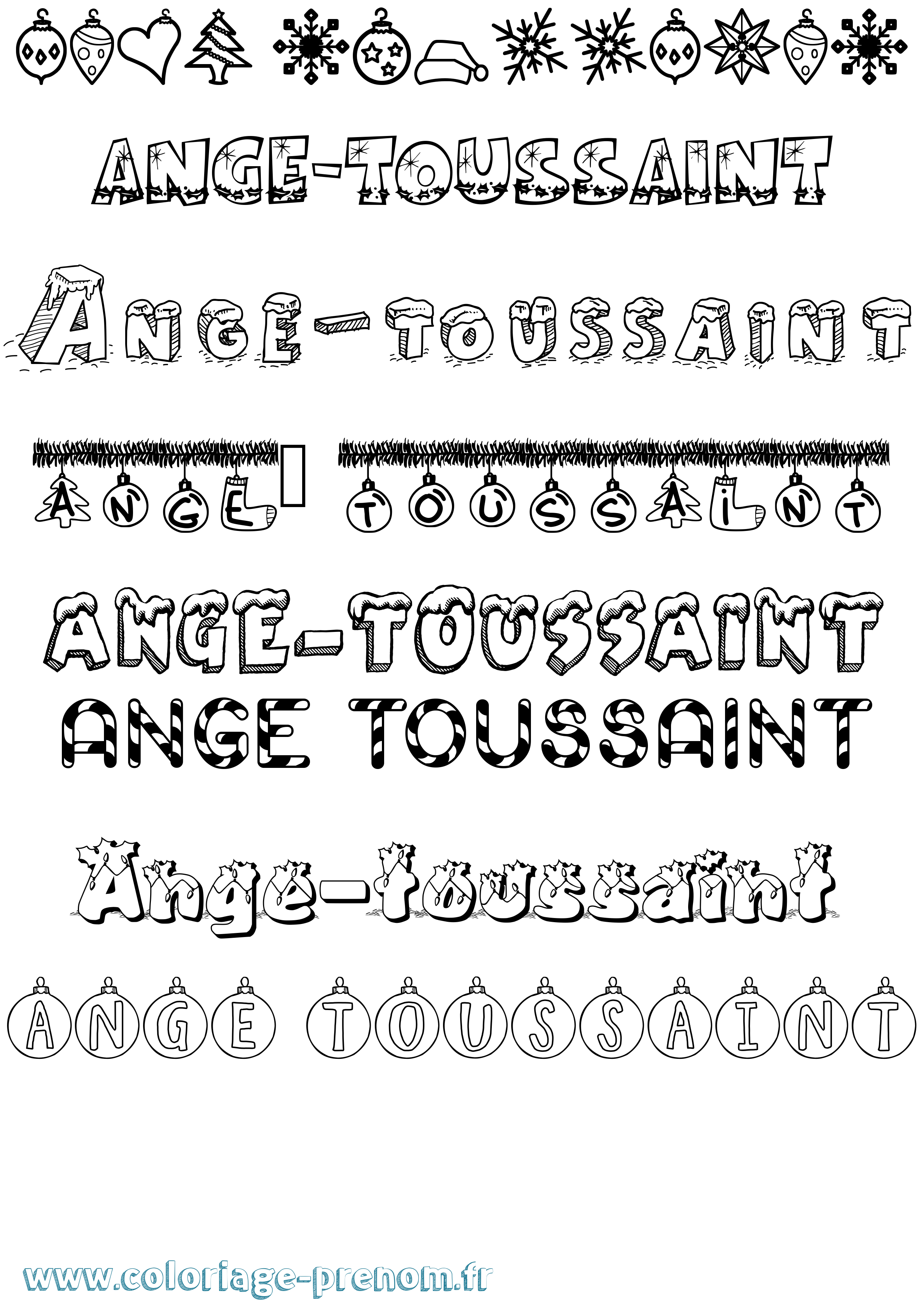 Coloriage Ange-Toussaint Noël Coloriage prénom Ange-Toussaint Noël
