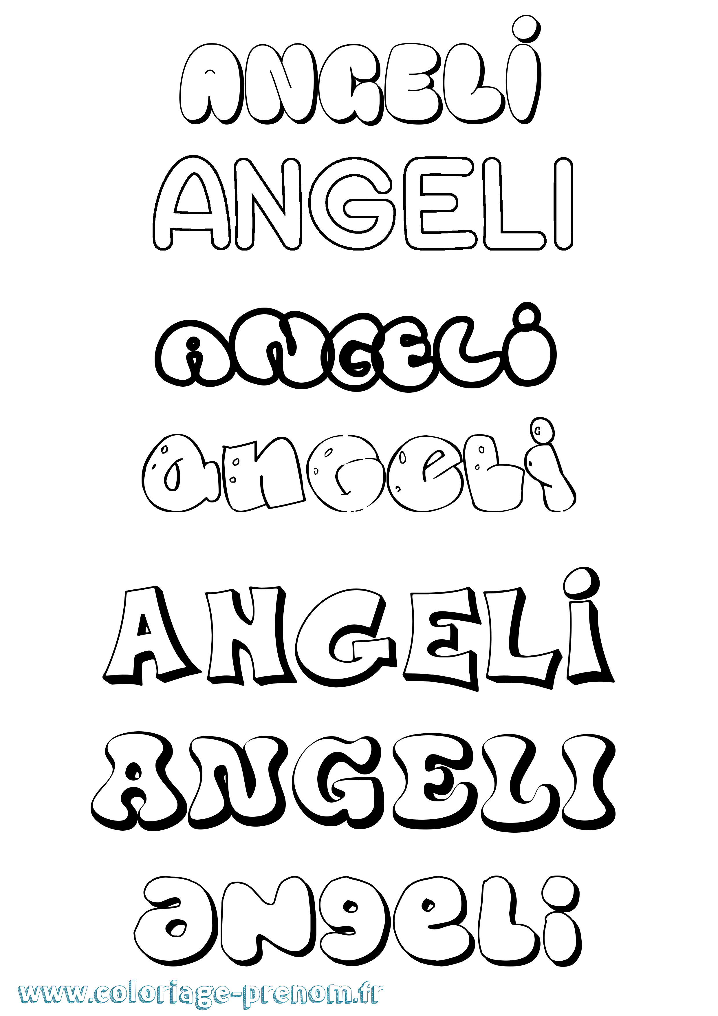 Coloriage Angeli Bubble Coloriage prénom Angeli Bubble