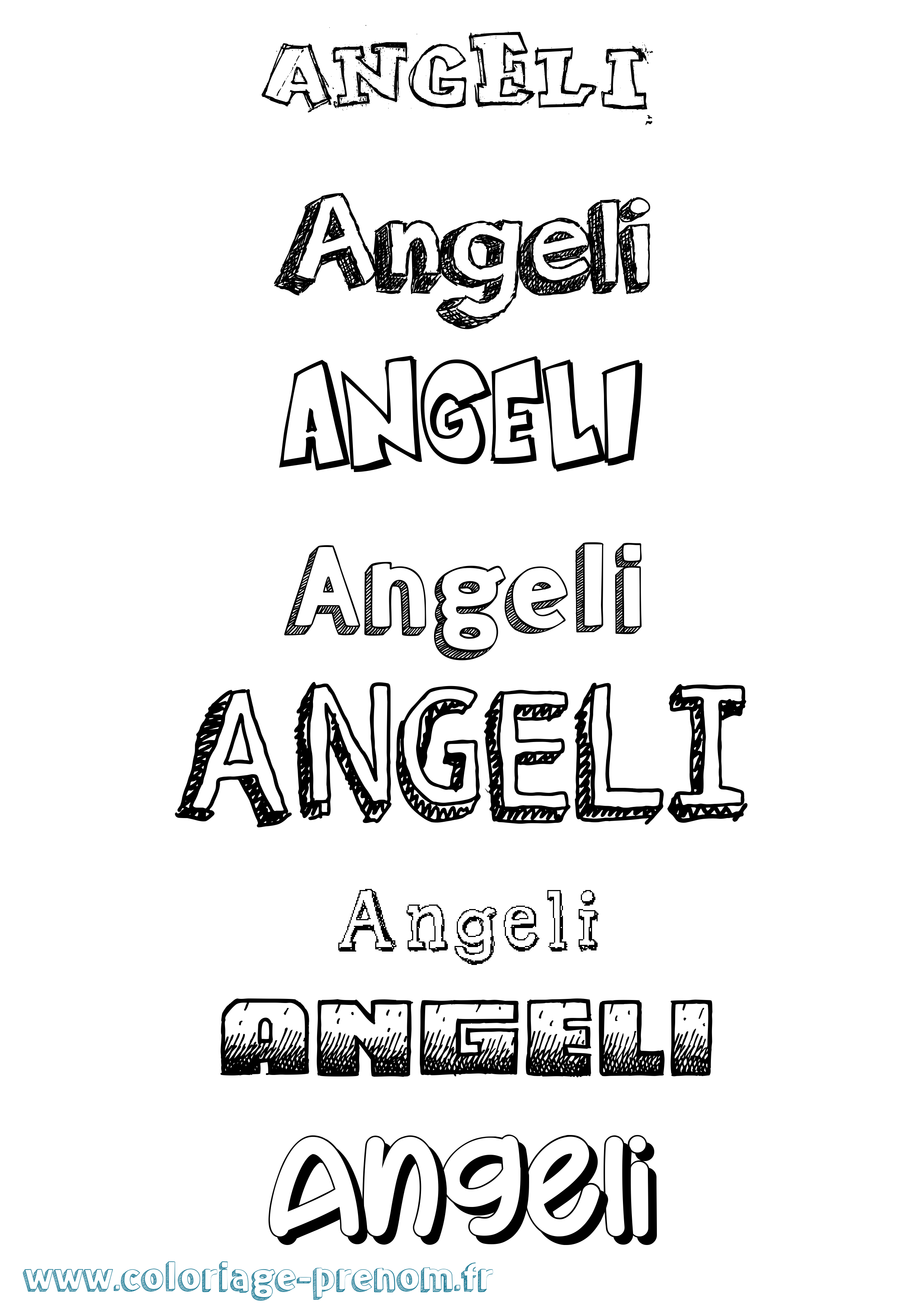 Coloriage Angeli Dessiné Coloriage prénom Angeli Dessiné