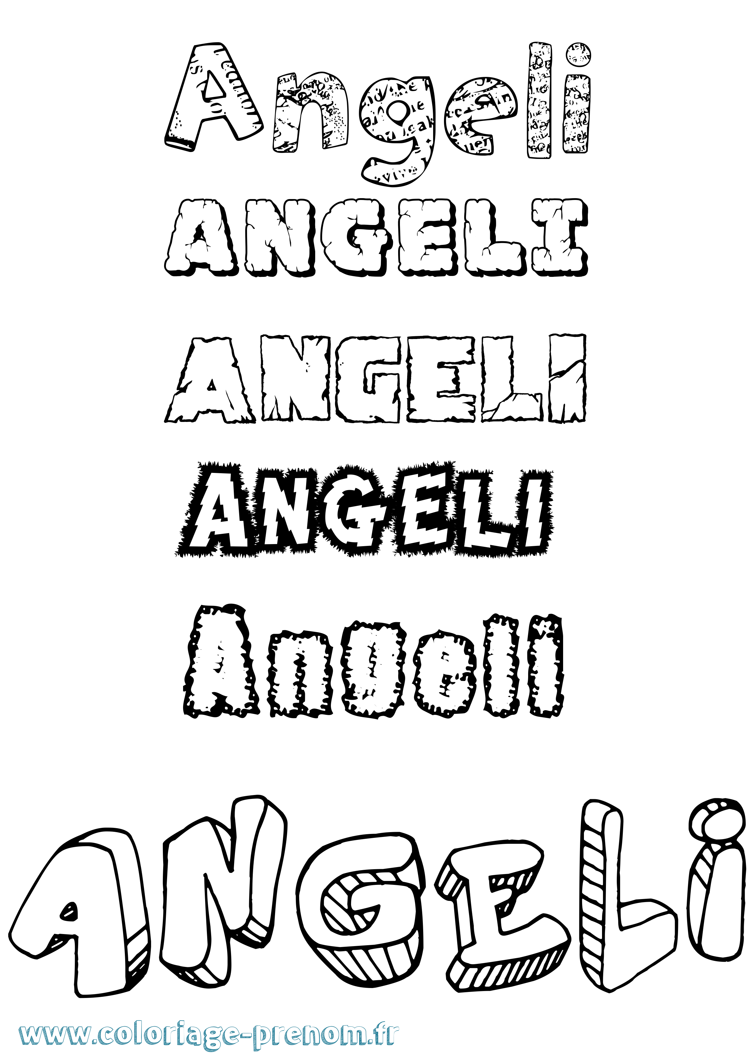 Coloriage Angeli Destructuré Coloriage prénom Angeli Destructuré