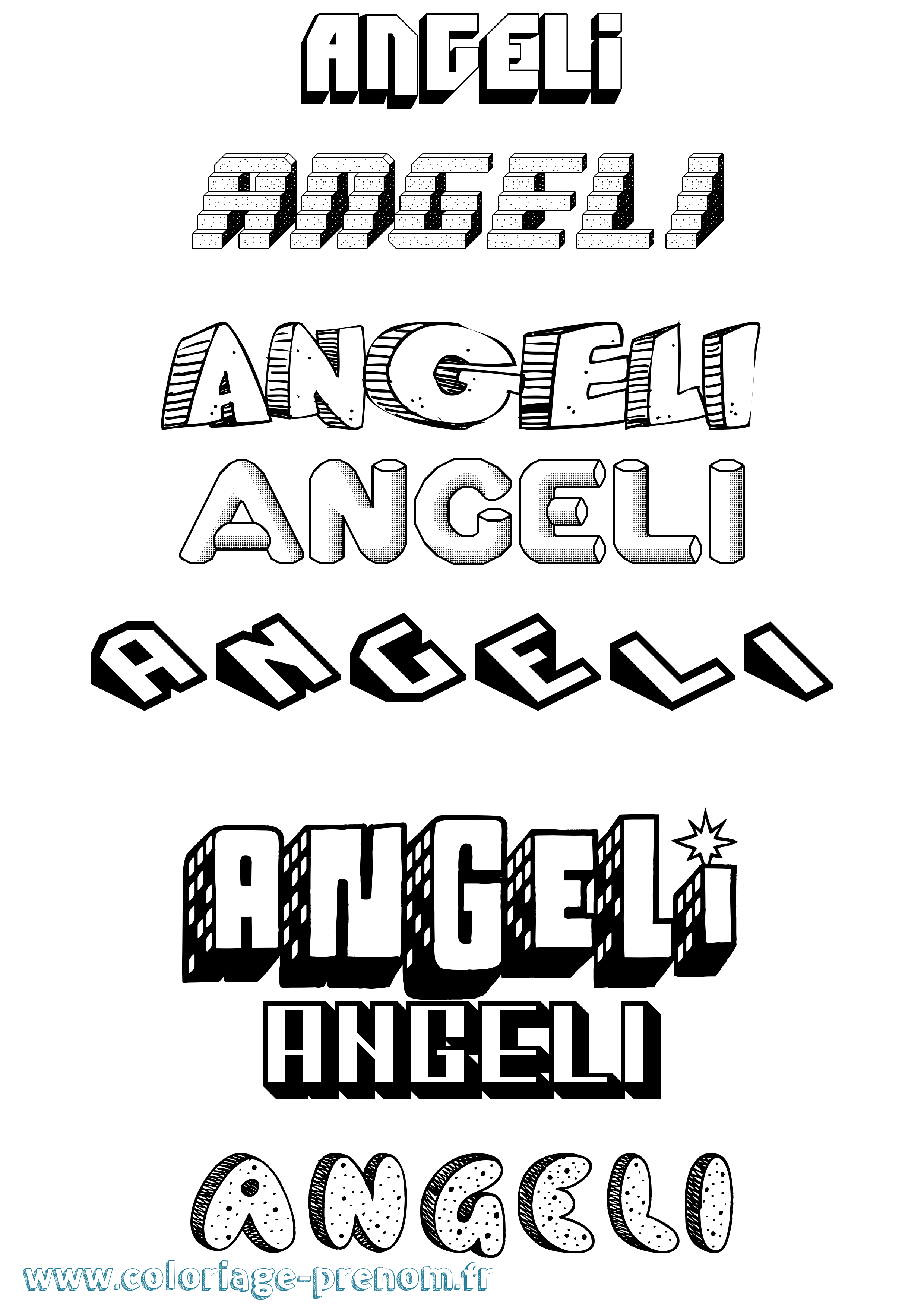 Coloriage Angeli Effet 3D Coloriage prénom Angeli Effet 3D