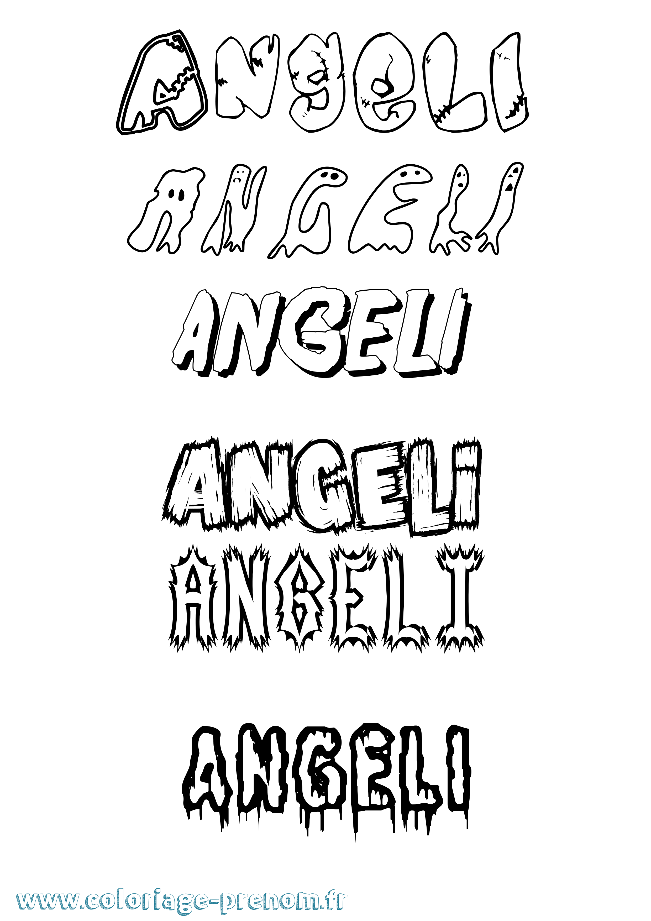 Coloriage Angeli Frisson Coloriage prénom Angeli Frisson