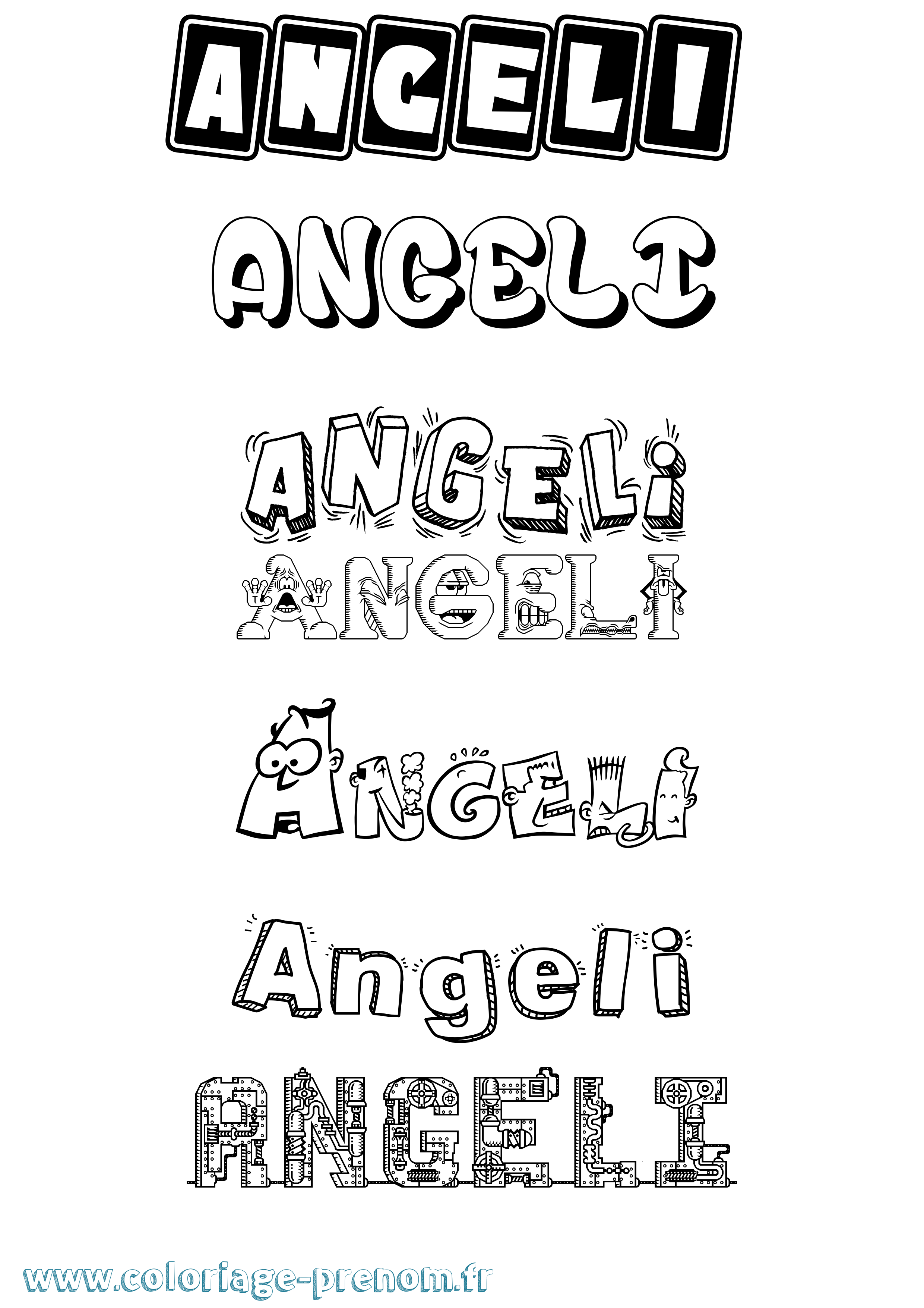 Coloriage Angeli Fun Coloriage prénom Angeli Fun