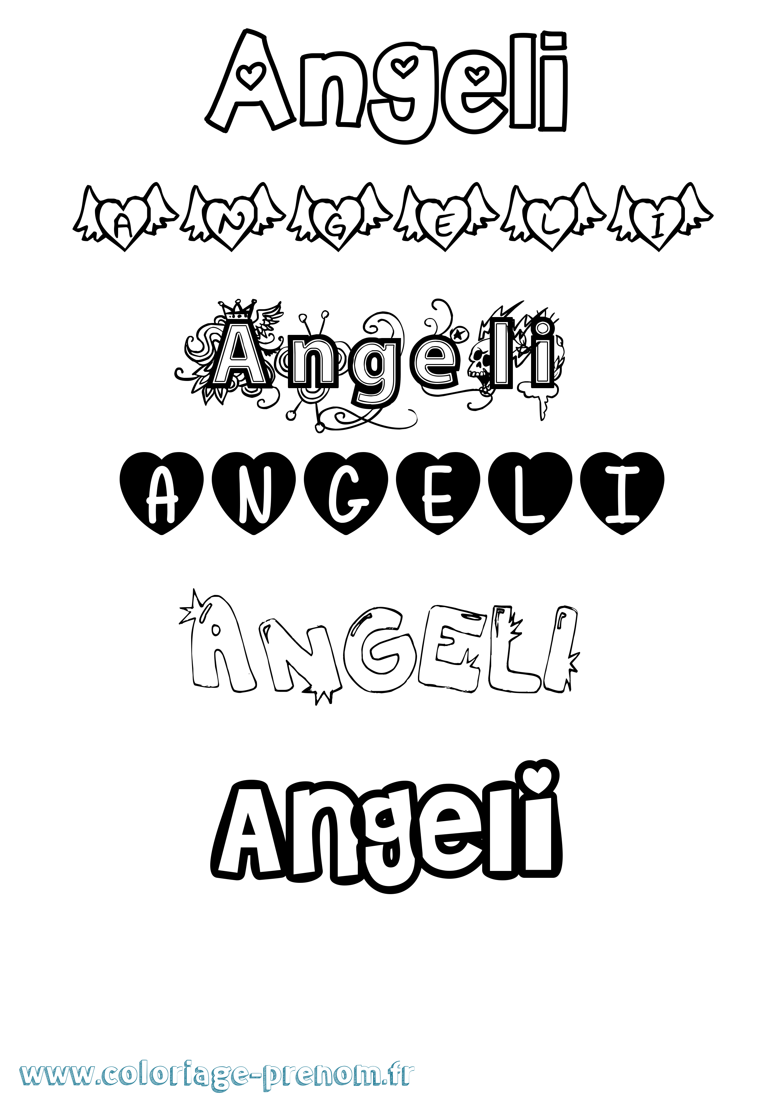 Coloriage Angeli Girly Coloriage prénom Angeli Girly