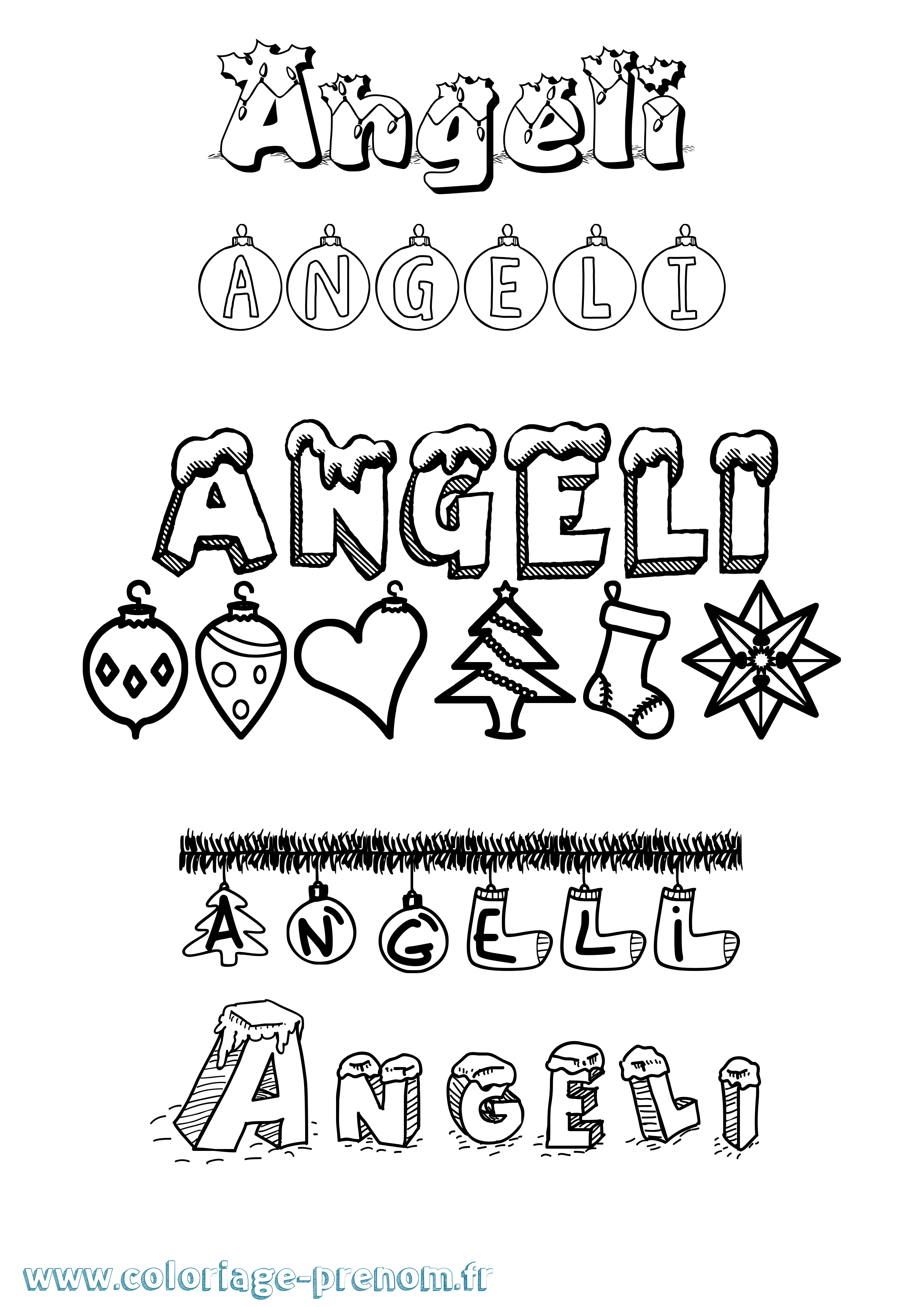 Coloriage Angeli Noël Coloriage prénom Angeli Noël