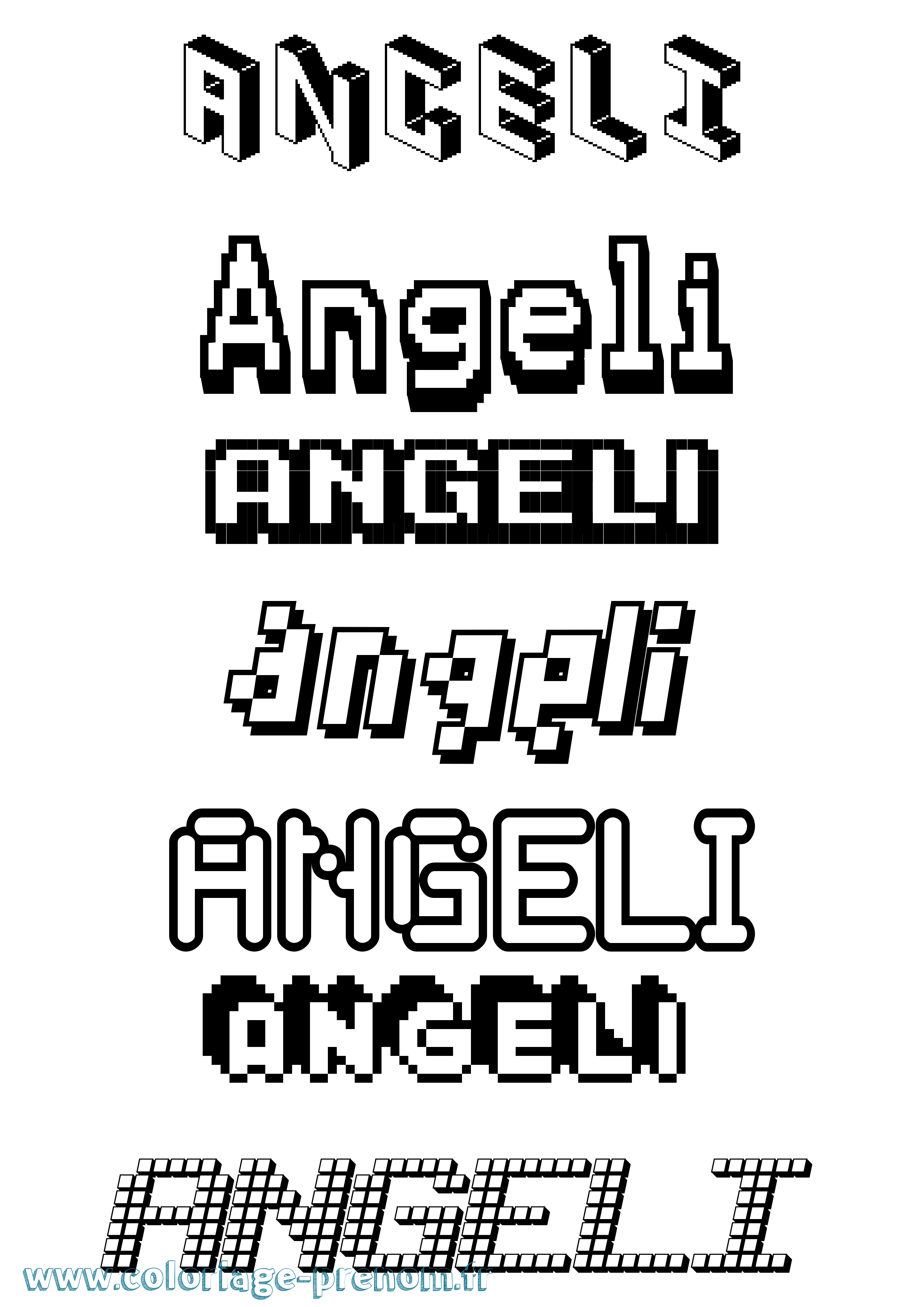 Coloriage Angeli Pixel Coloriage prénom Angeli Pixel