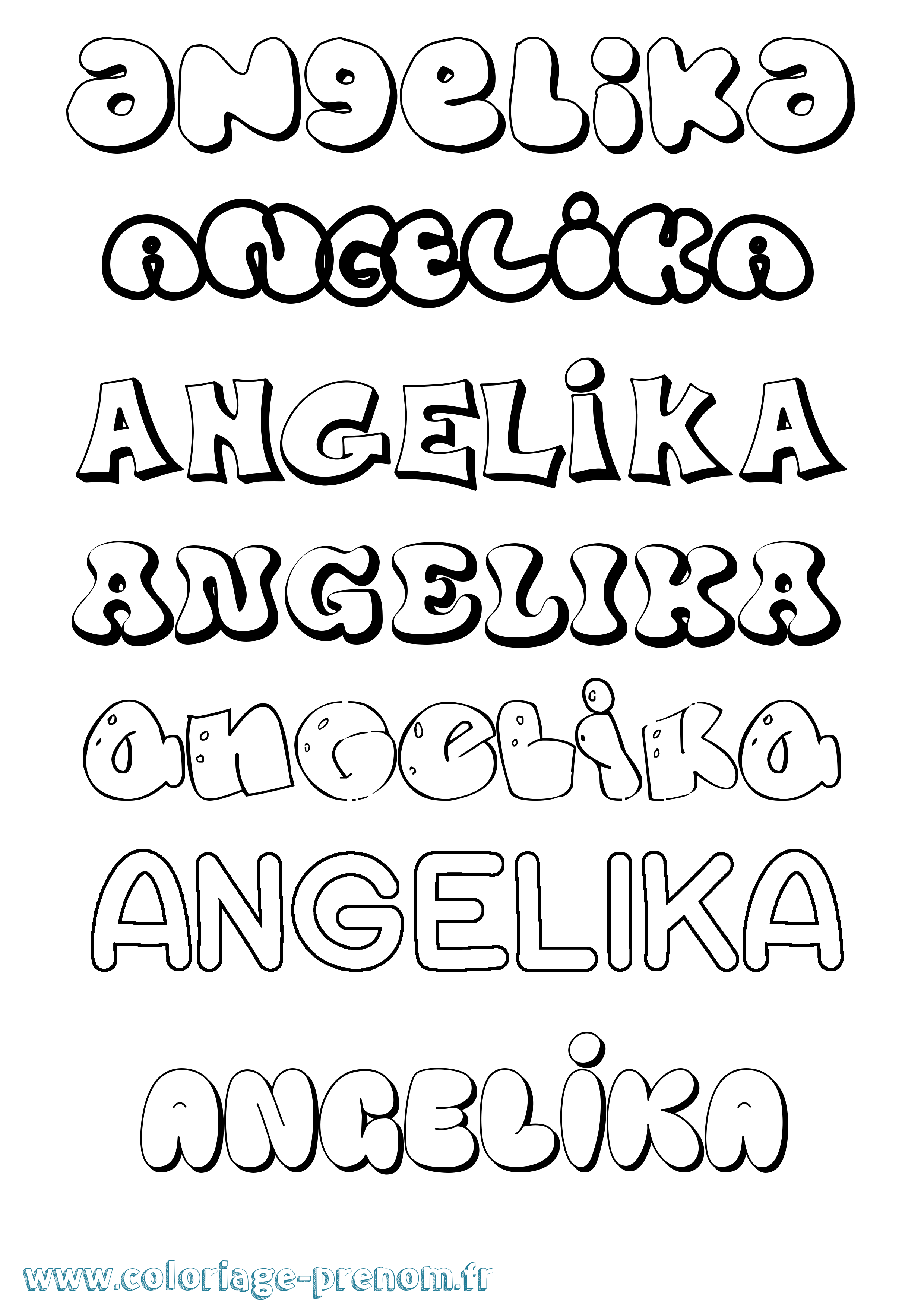 Coloriage Angelika Bubble Coloriage prénom Angelika Bubble