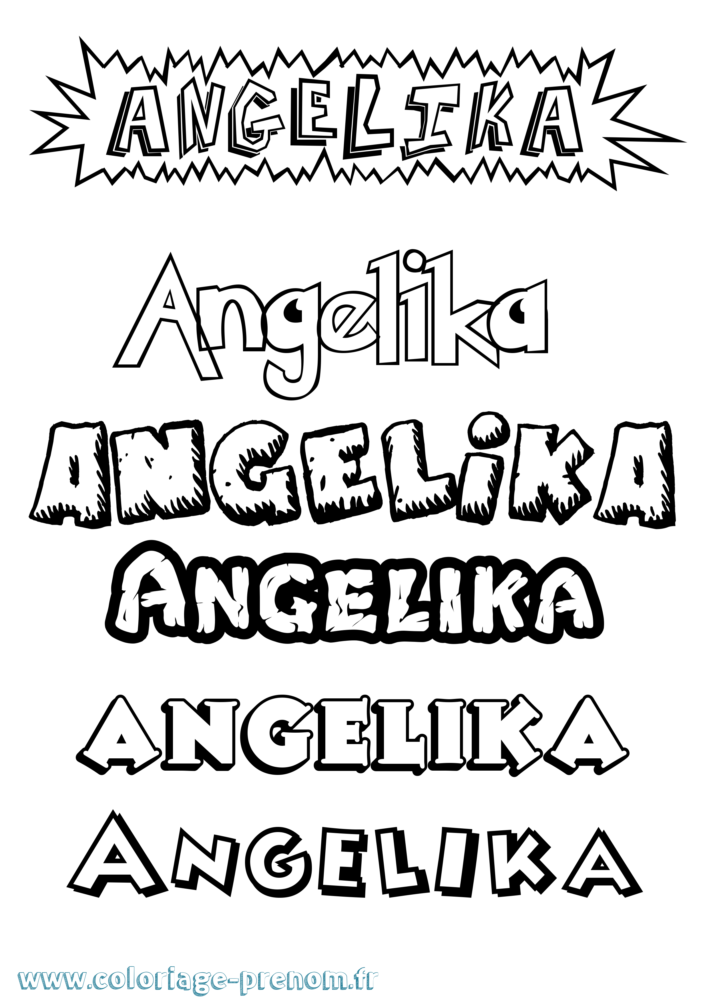Coloriage Angelika Dessin Animé Coloriage prénom Angelika Dessin Animé