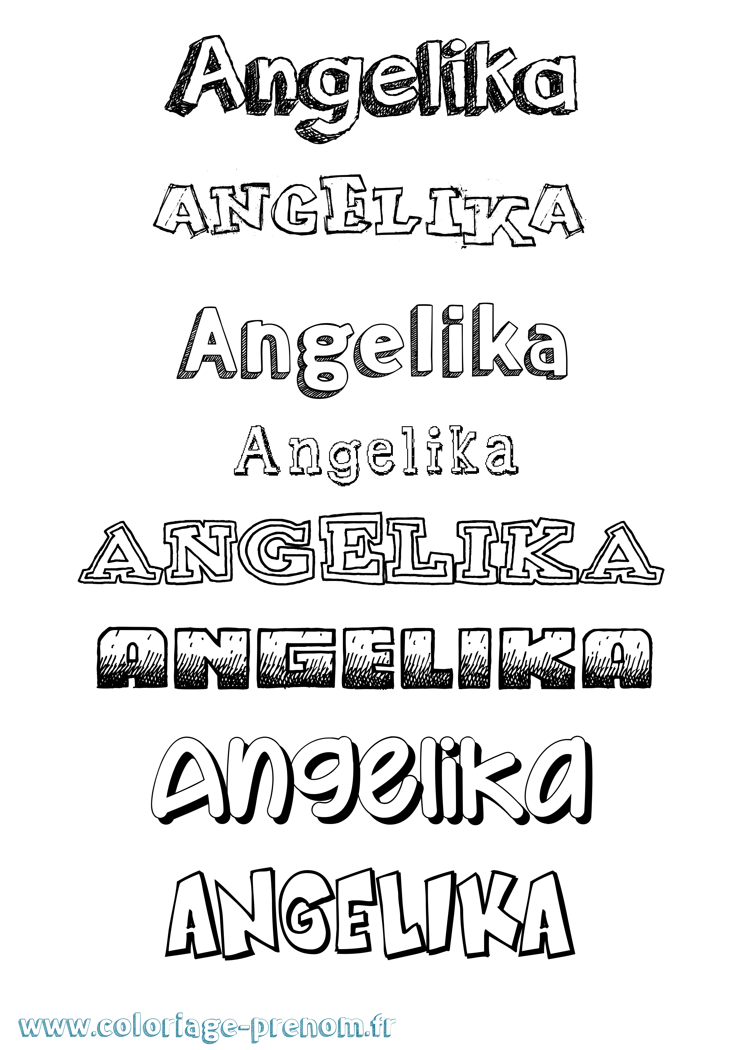 Coloriage Angelika Dessiné Coloriage prénom Angelika Dessiné