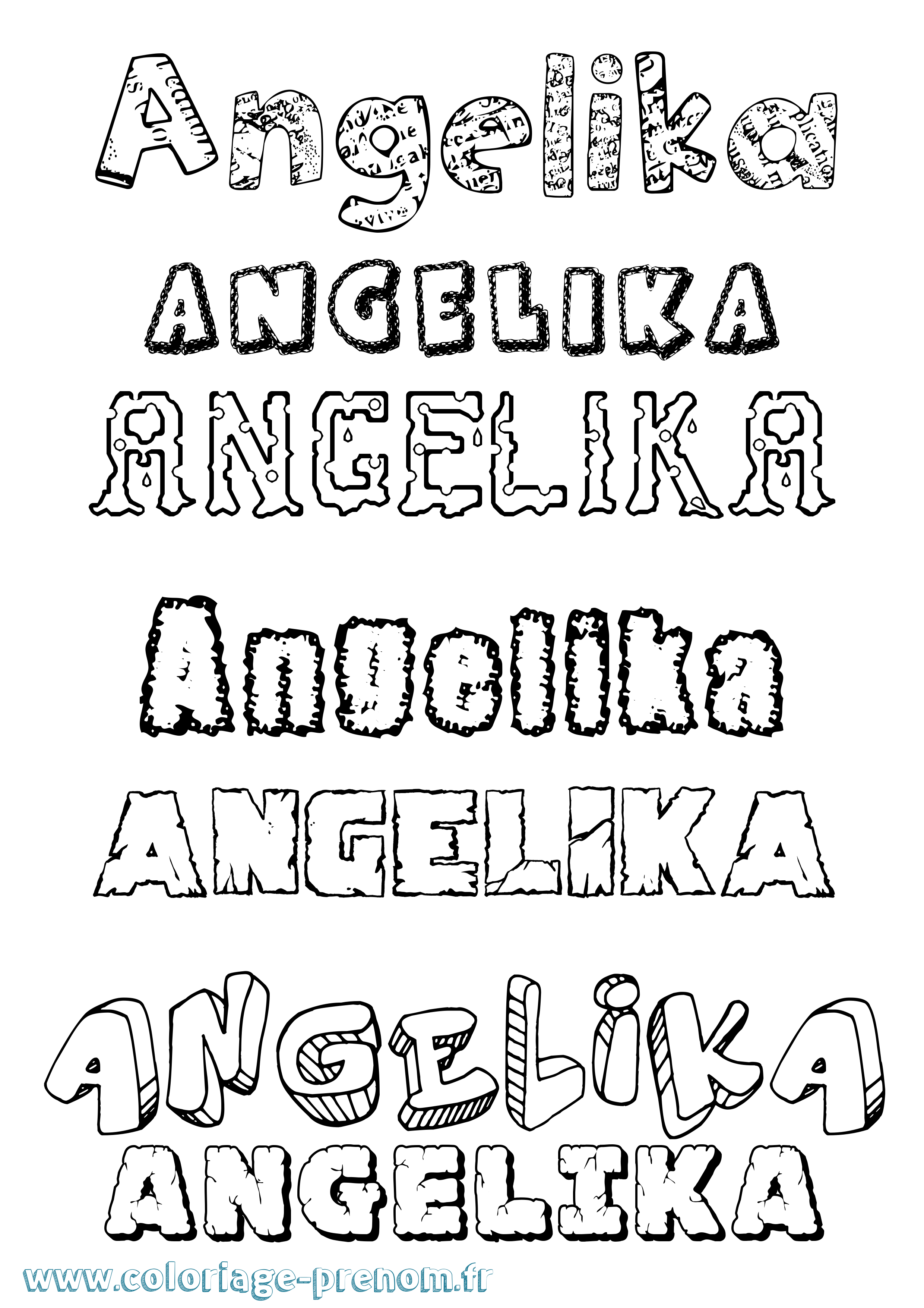 Coloriage Angelika Destructuré Coloriage prénom Angelika Destructuré