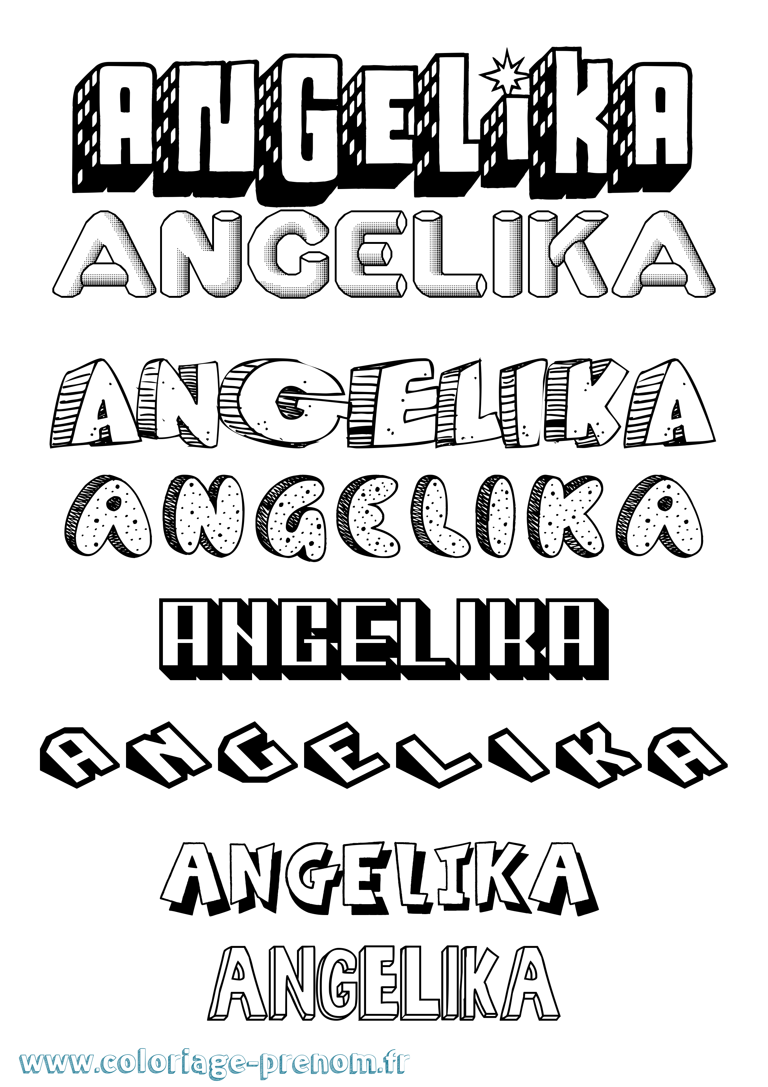 Coloriage Angelika Effet 3D Coloriage prénom Angelika Effet 3D