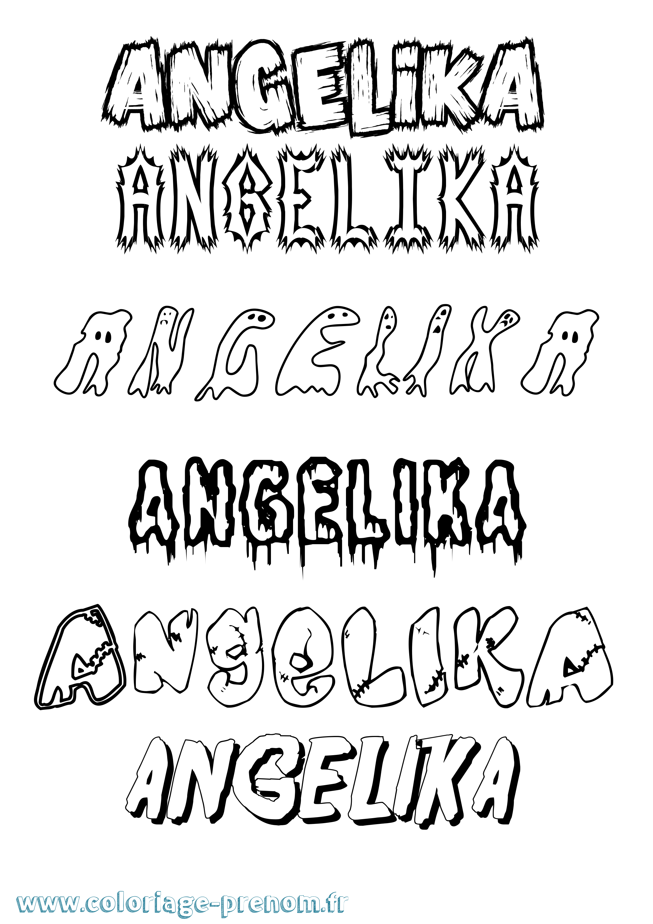 Coloriage Angelika Frisson Coloriage prénom Angelika Frisson