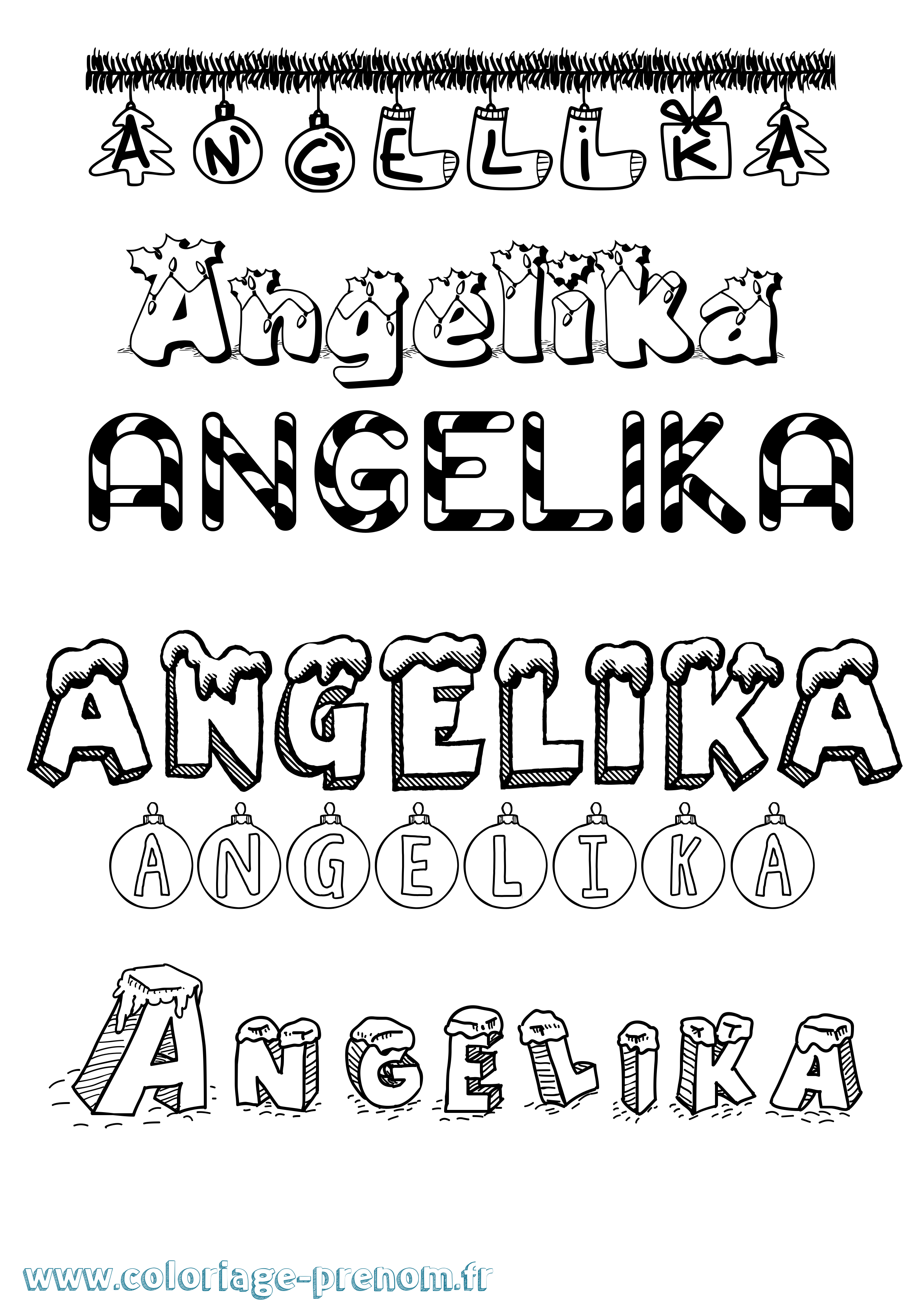 Coloriage Angelika Noël Coloriage prénom Angelika Noël