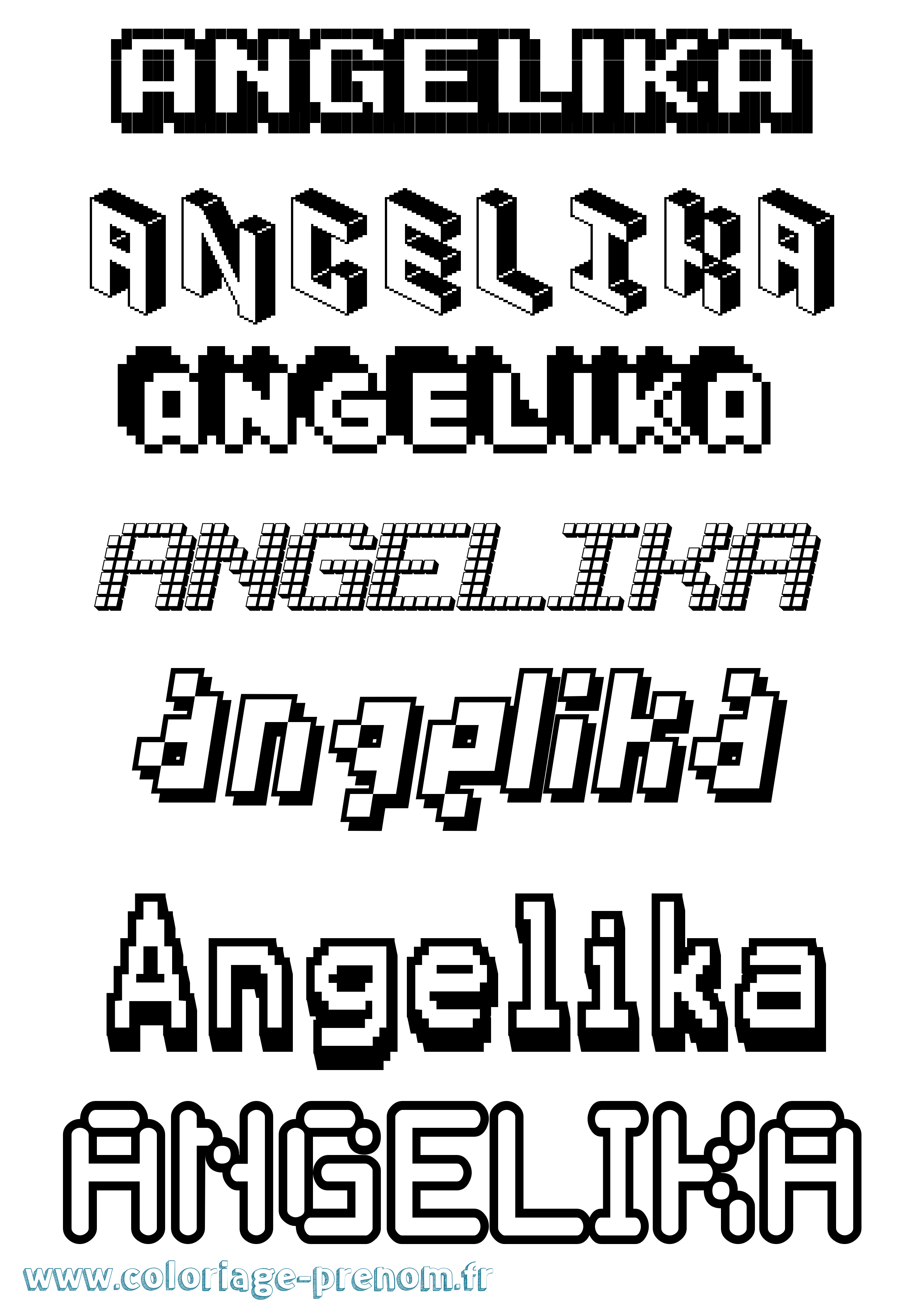 Coloriage Angelika Pixel Coloriage prénom Angelika Pixel