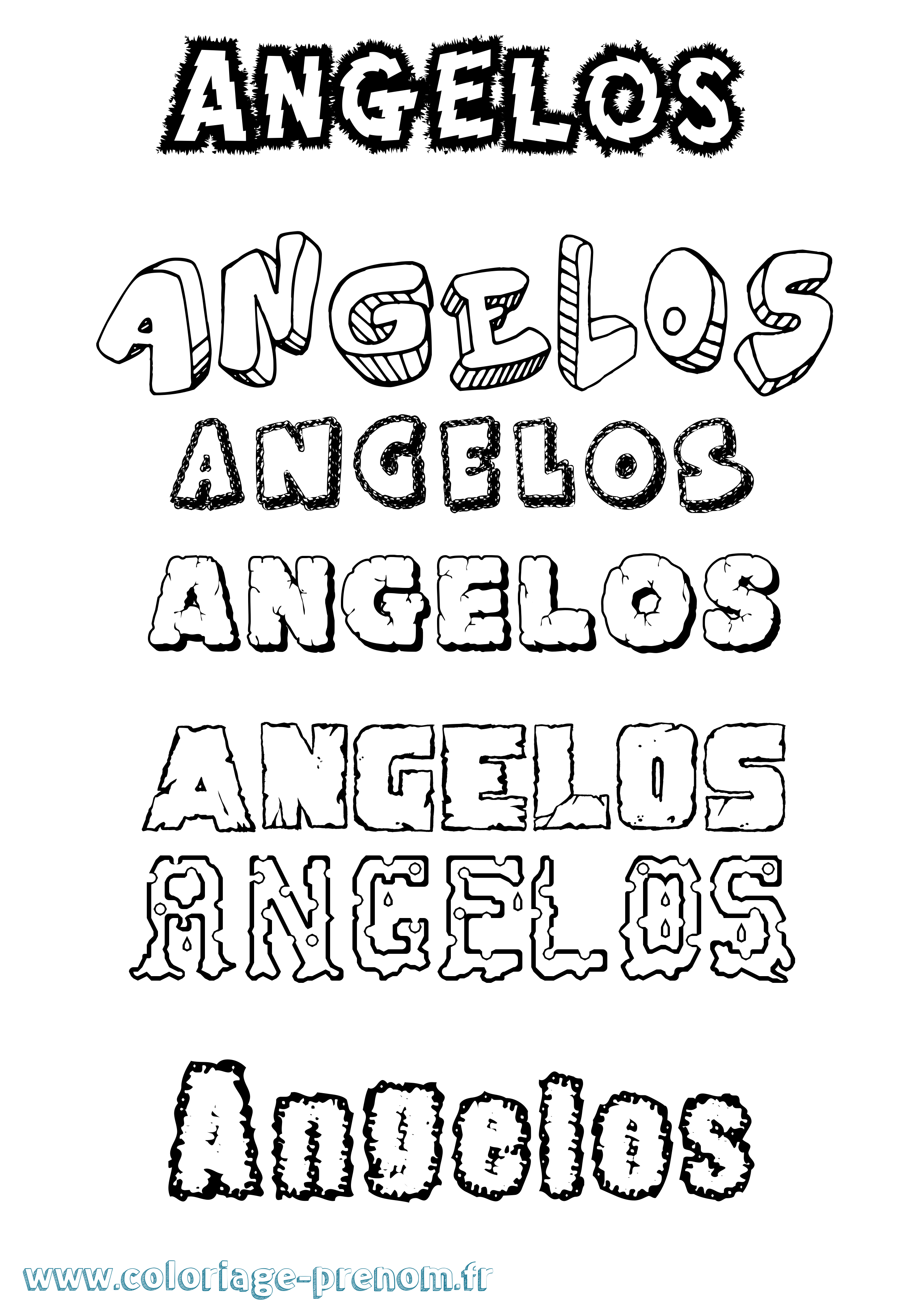 Coloriage Angelos Destructuré Coloriage prénom Angelos Destructuré