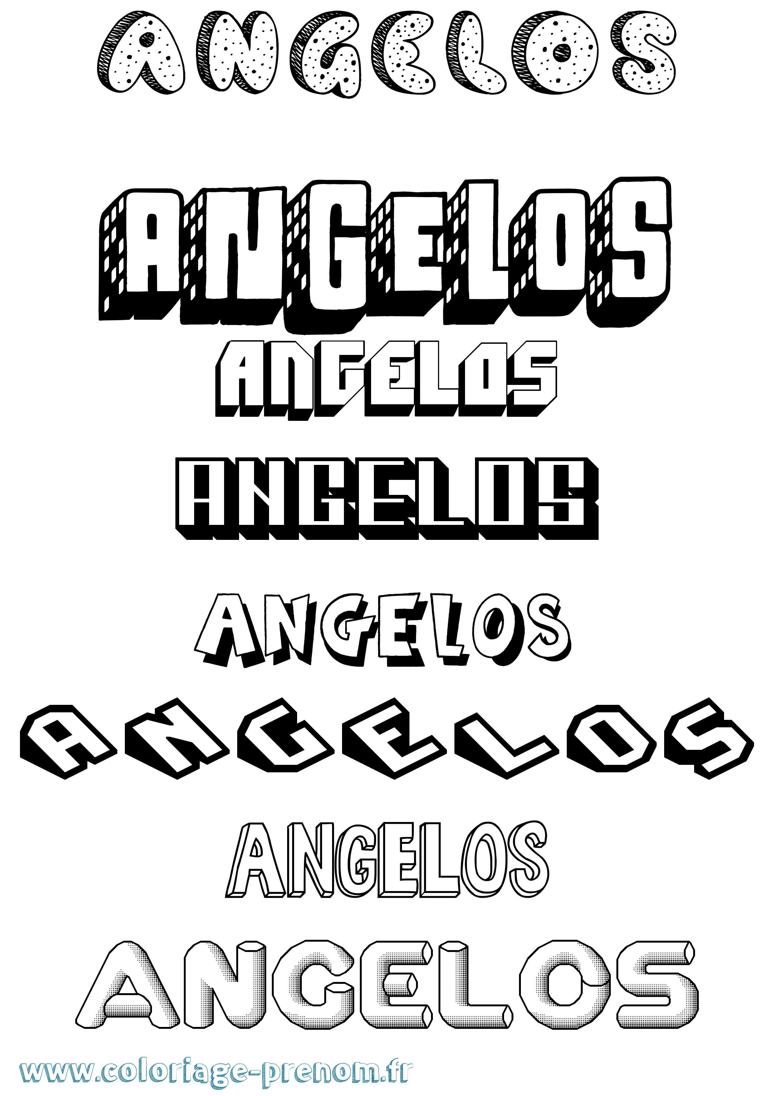 Coloriage Angelos Effet 3D Coloriage prénom Angelos Effet 3D