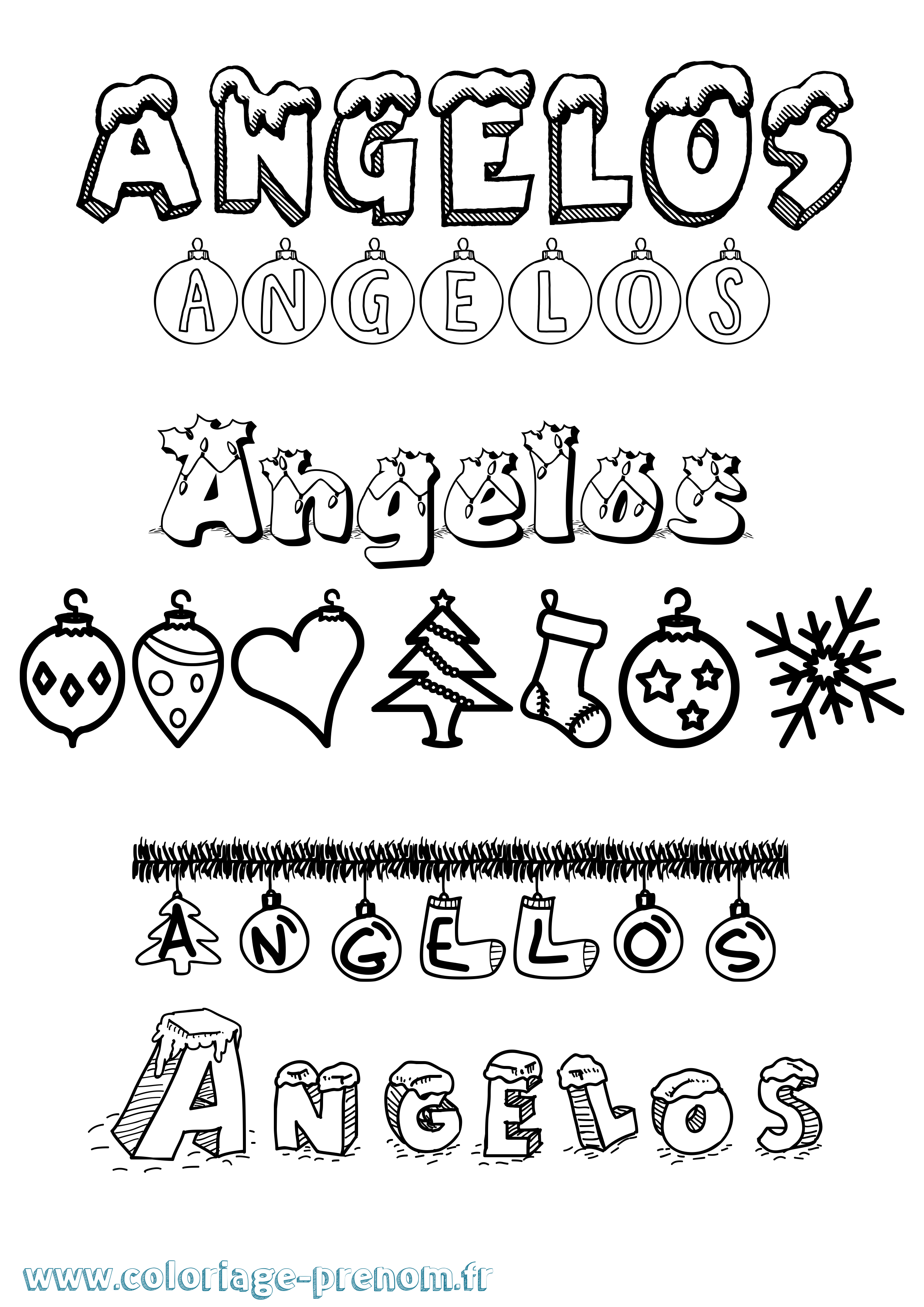 Coloriage Angelos Noël Coloriage prénom Angelos Noël