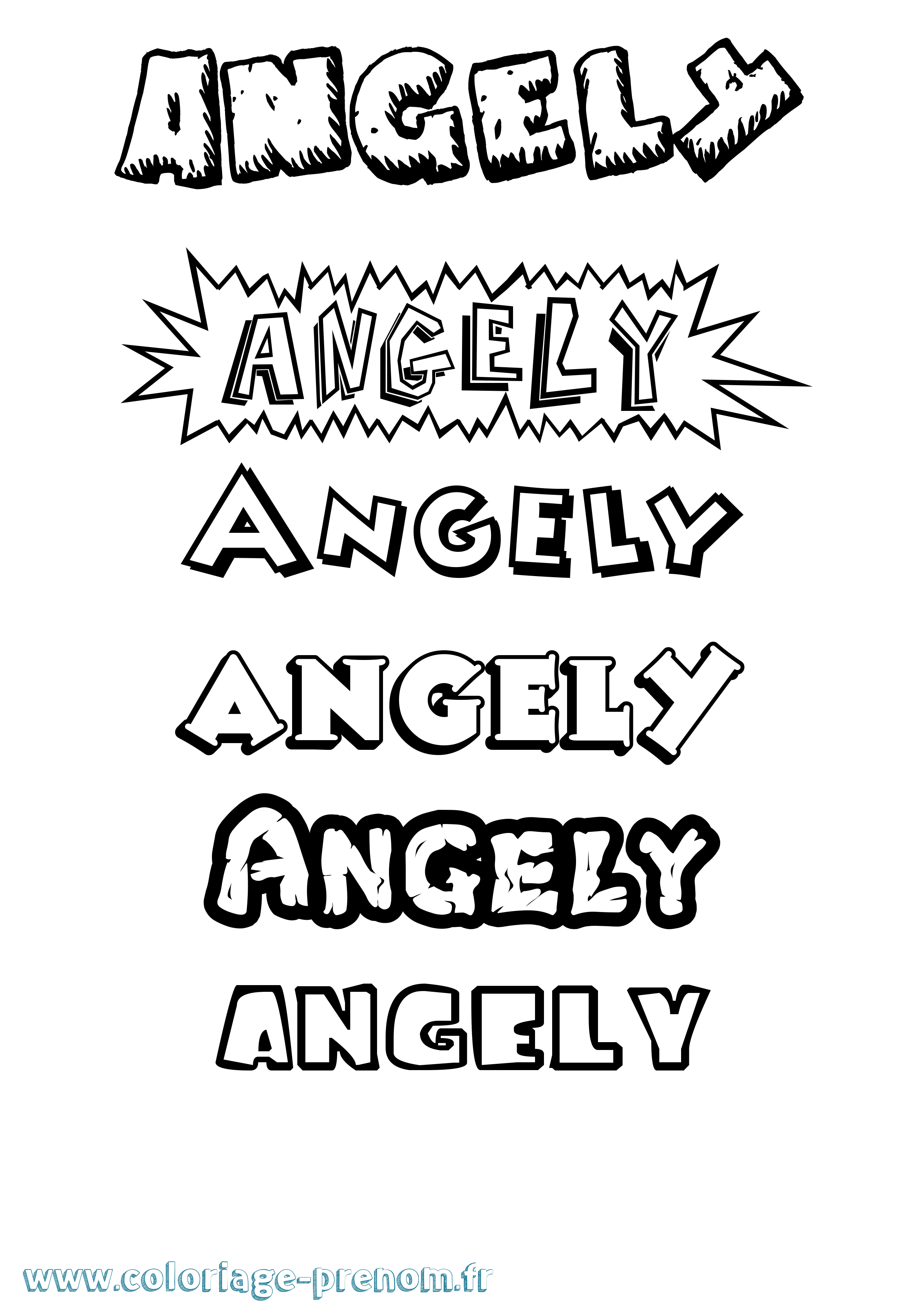 Coloriage Angely Dessin Animé Coloriage prénom Angely Dessin Animé