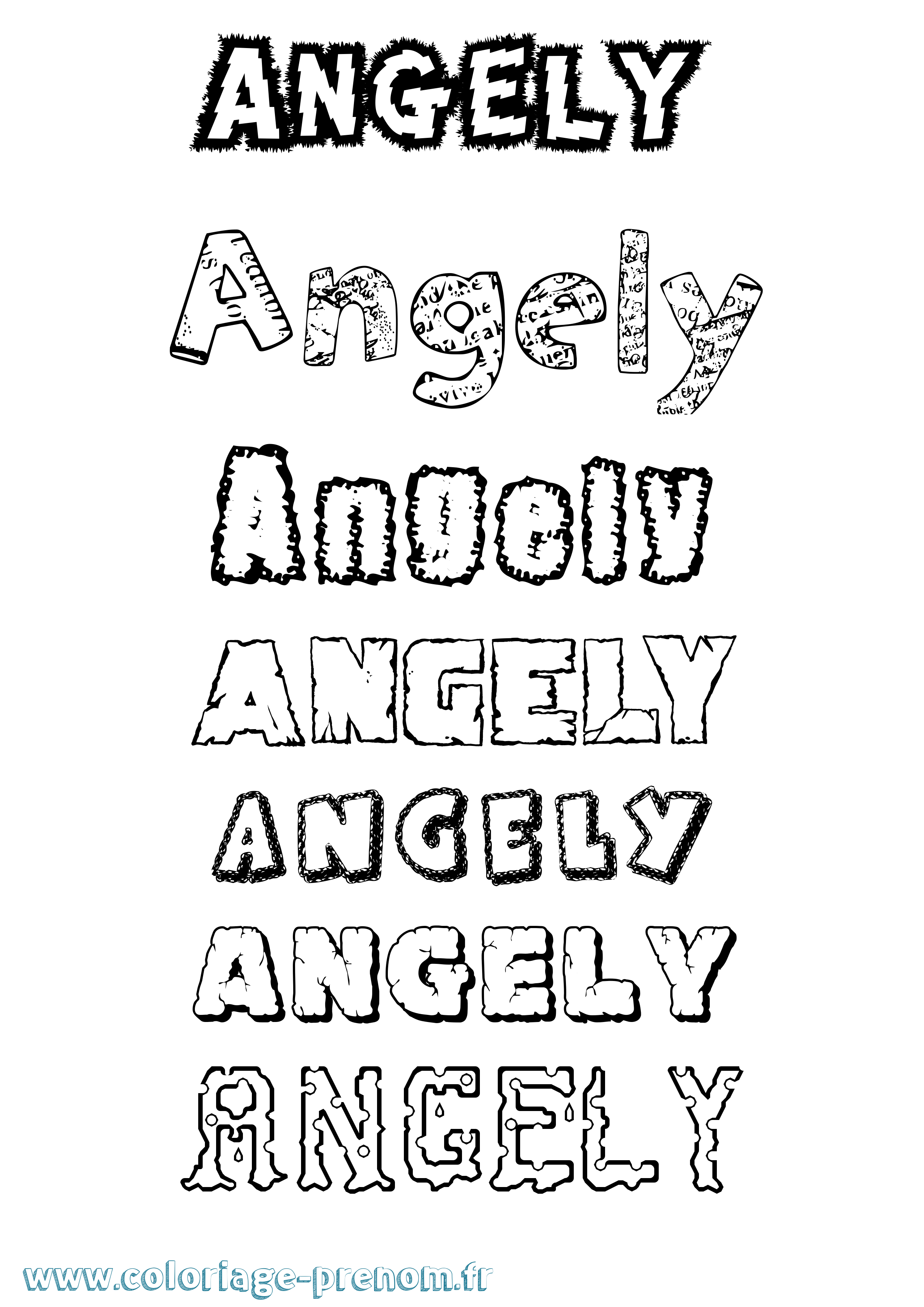 Coloriage Angely Destructuré Coloriage prénom Angely Destructuré