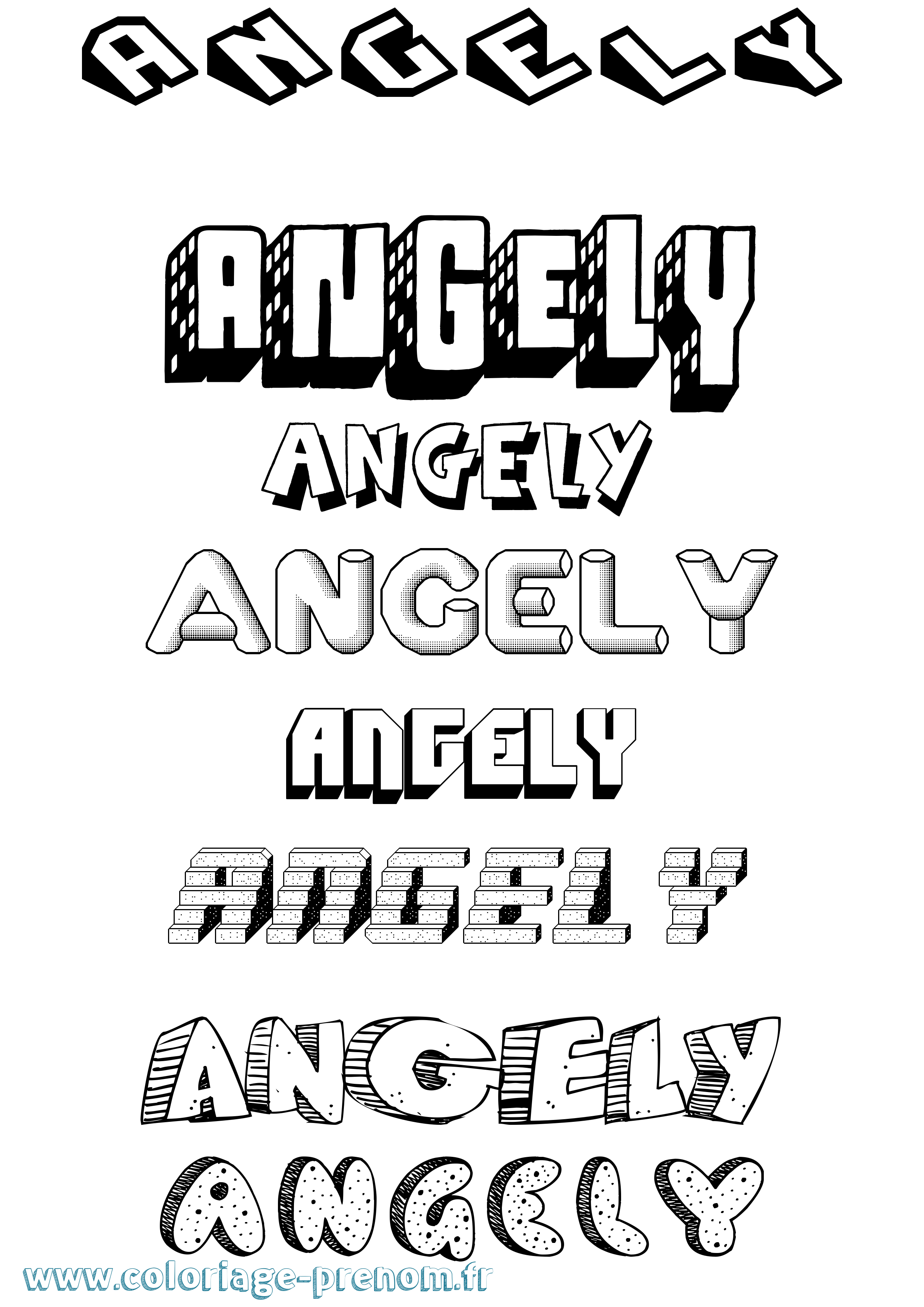 Coloriage Angely Effet 3D Coloriage prénom Angely Effet 3D