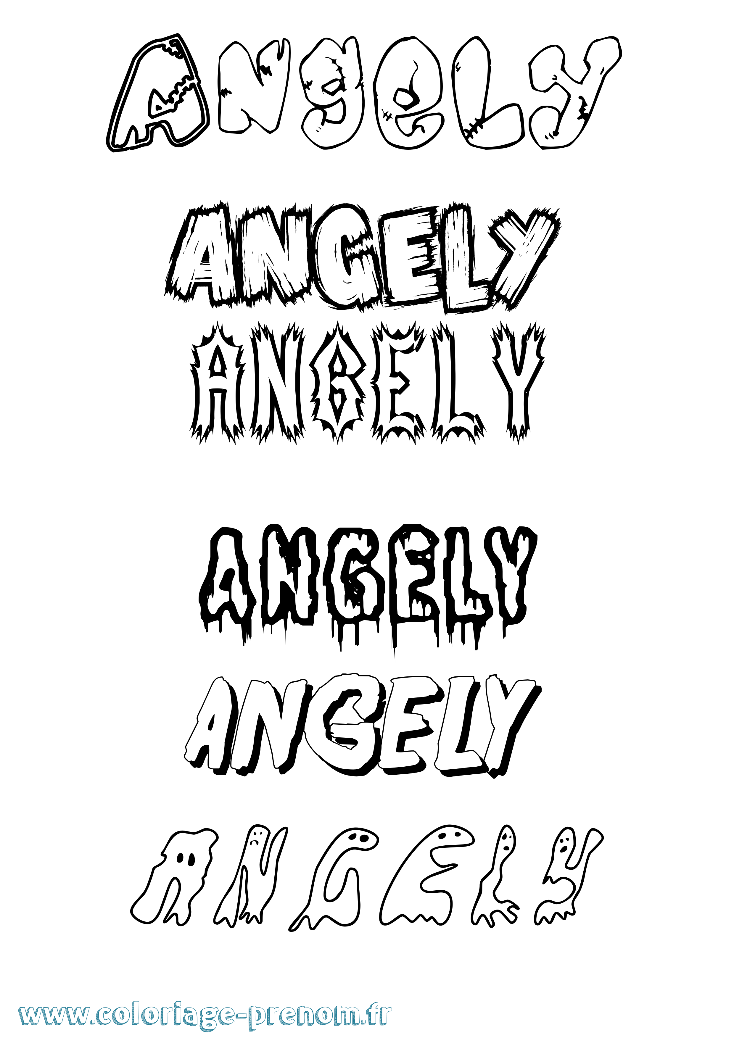 Coloriage Angely Frisson Coloriage prénom Angely Frisson