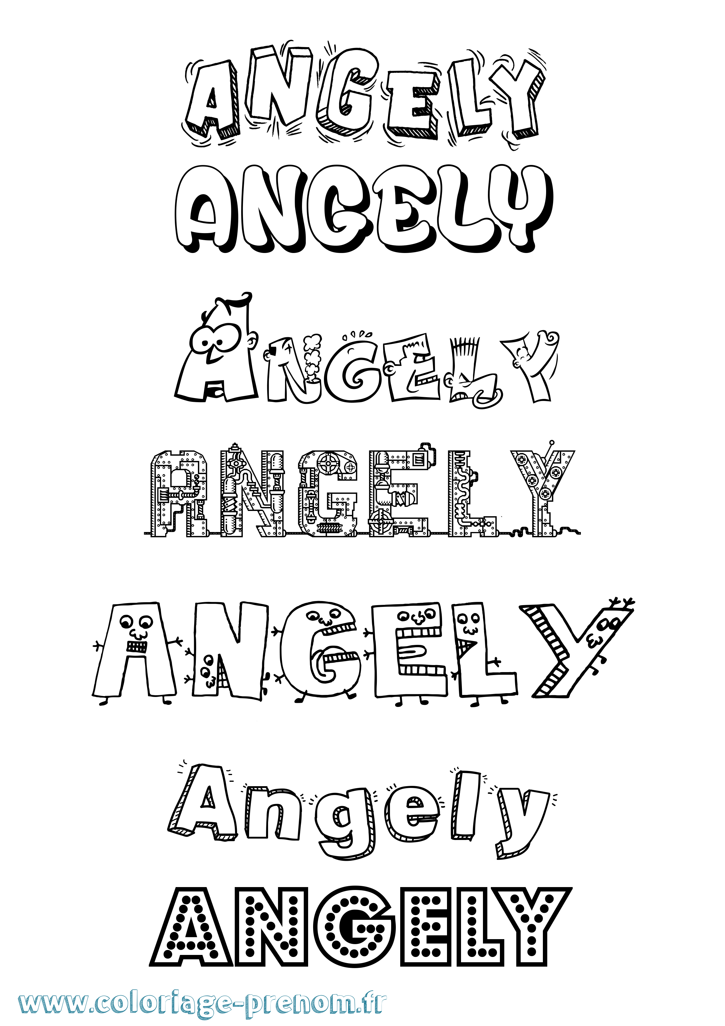 Coloriage Angely Fun Coloriage prénom Angely Fun