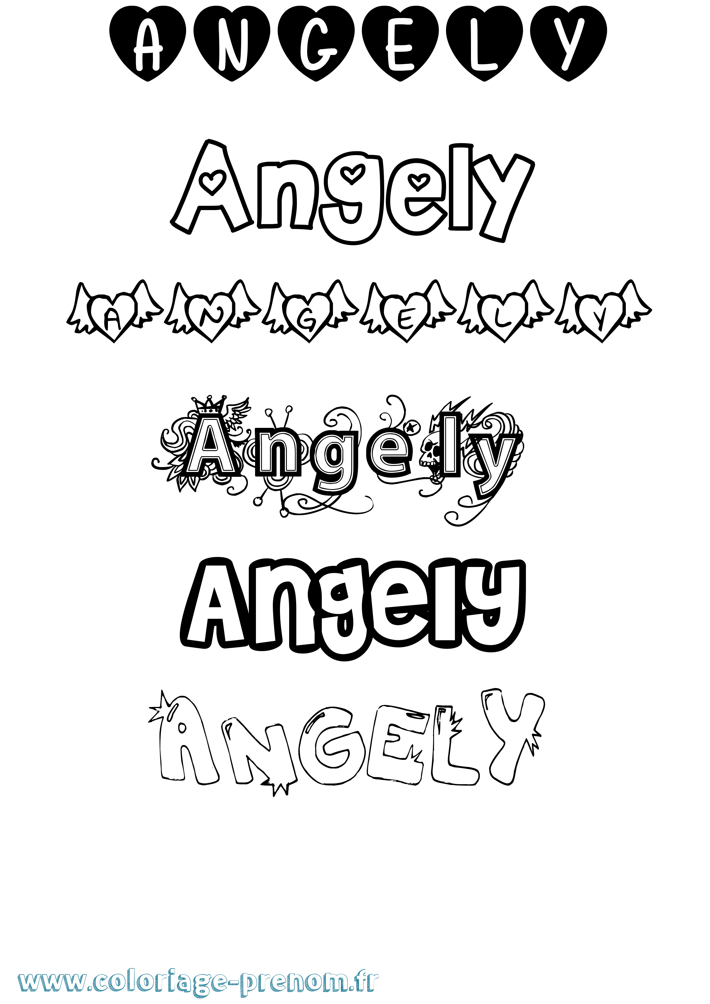 Coloriage Angely Girly Coloriage prénom Angely Girly