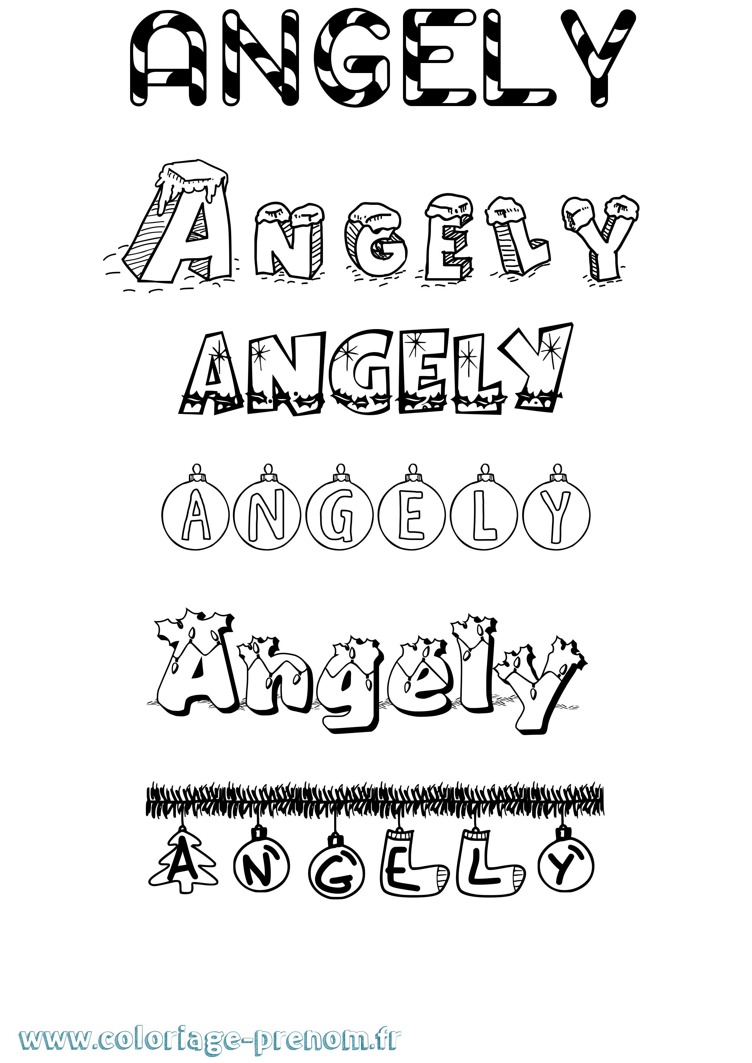Coloriage Angely Noël Coloriage prénom Angely Noël