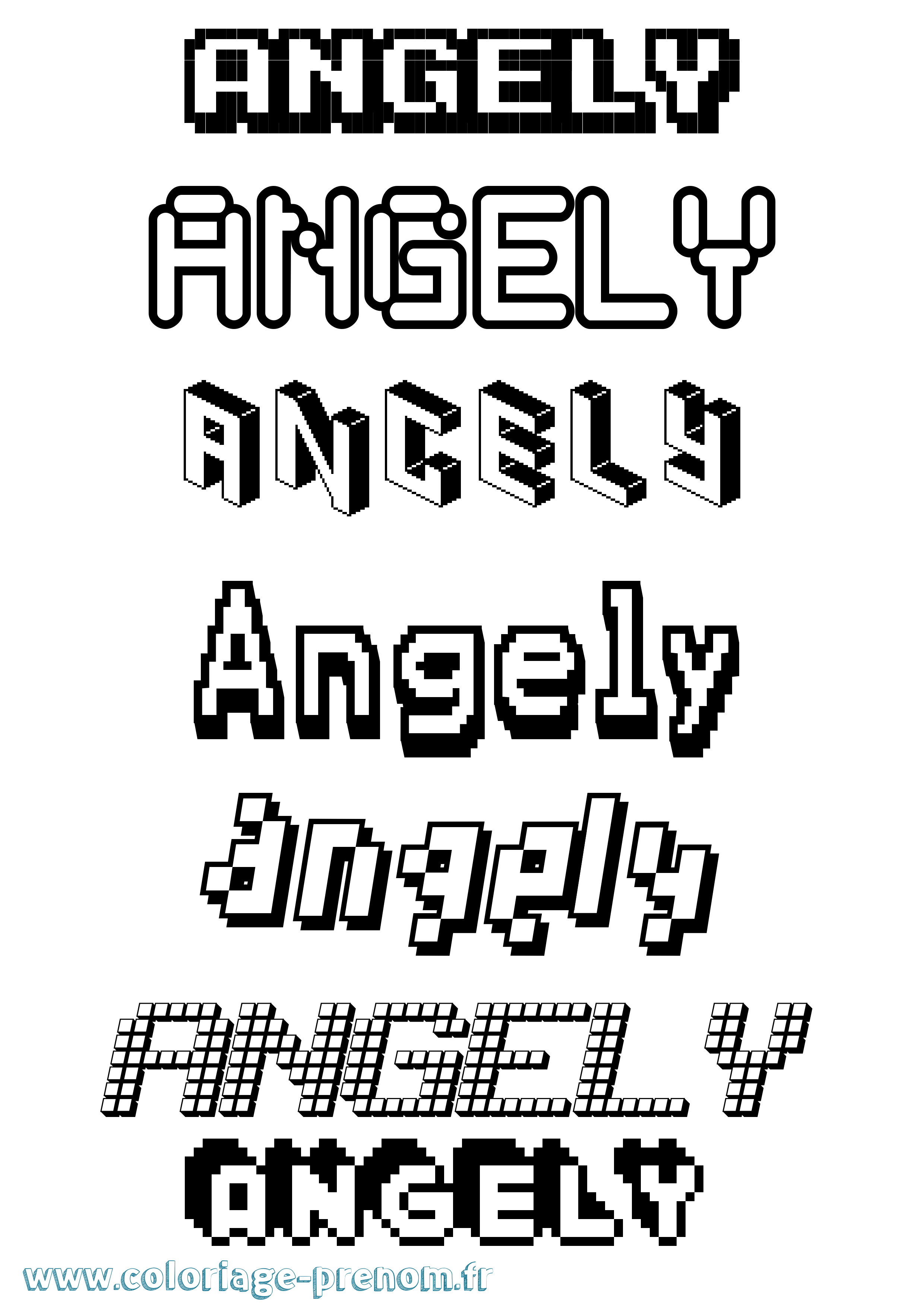 Coloriage Angely Pixel Coloriage prénom Angely Pixel