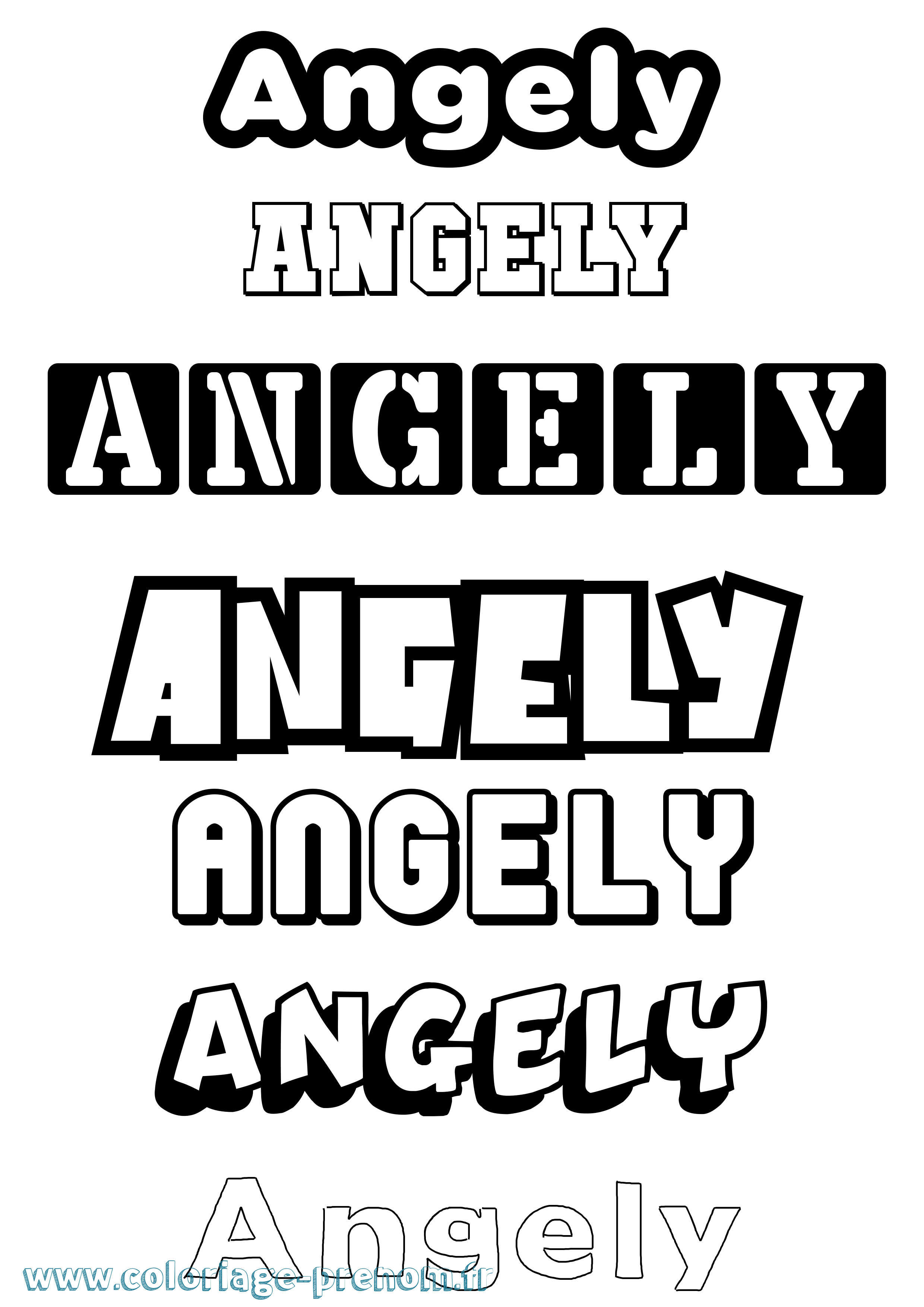 Coloriage Angely Simple Coloriage prénom Angely Simple