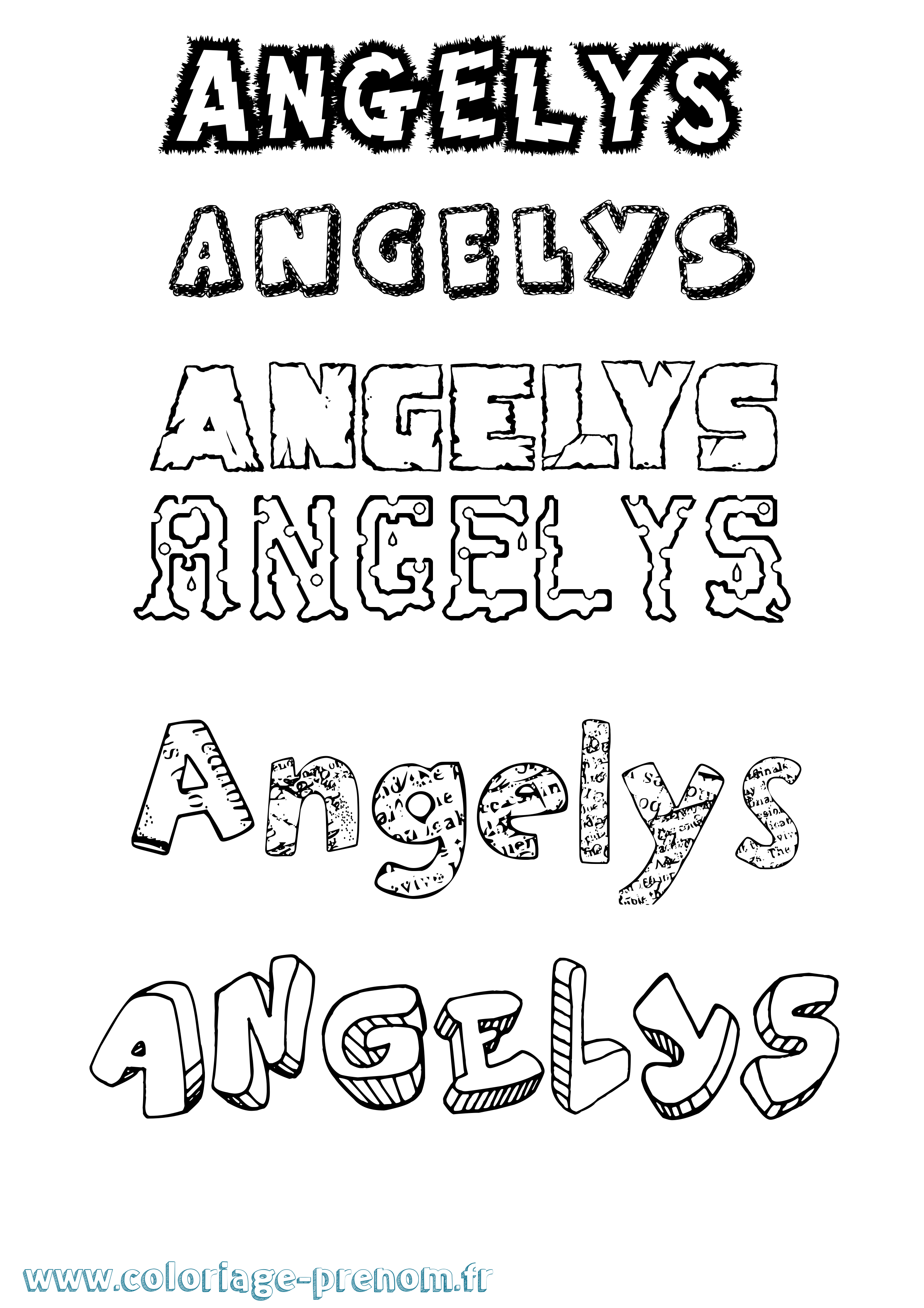 Coloriage Angelys Destructuré Coloriage prénom Angelys Destructuré