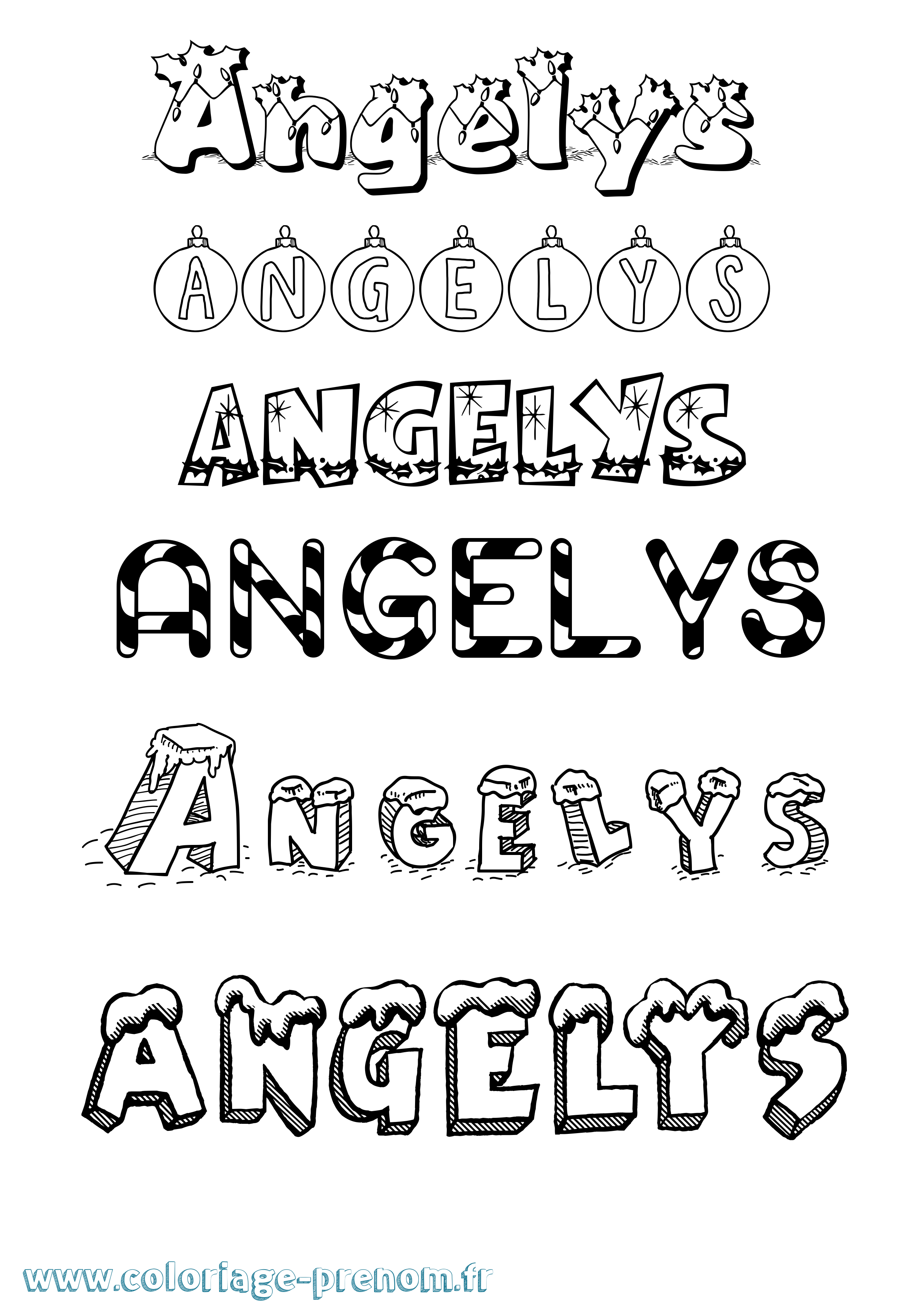 Coloriage Angelys Noël Coloriage prénom Angelys Noël