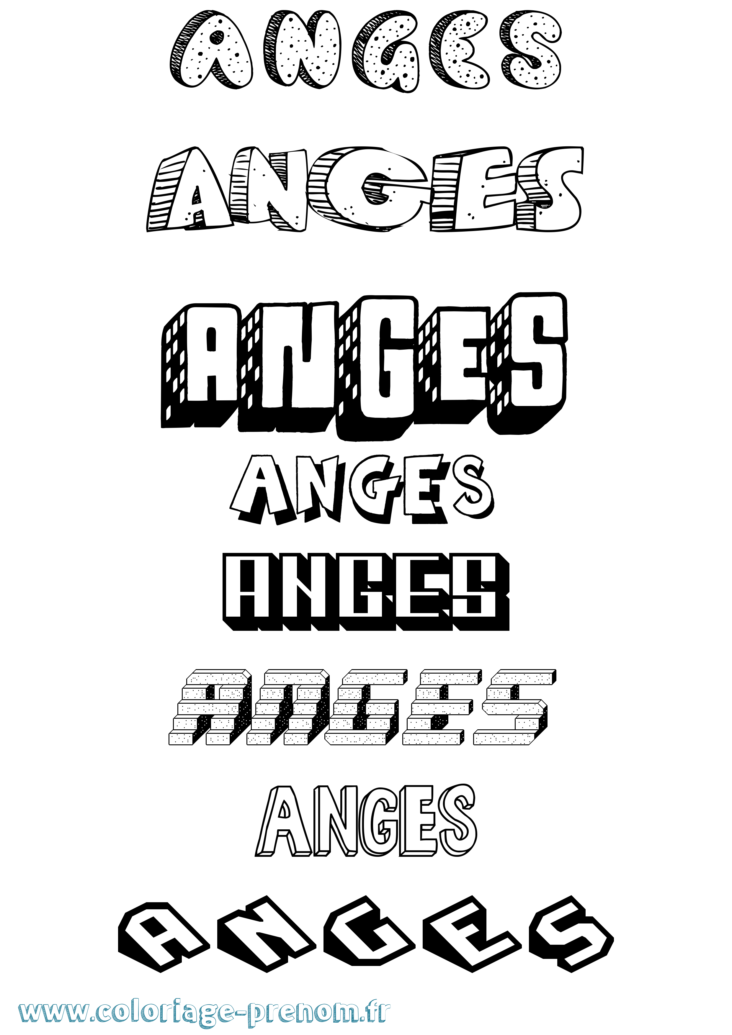 Coloriage Anges Effet 3D Coloriage prénom Anges Effet 3D