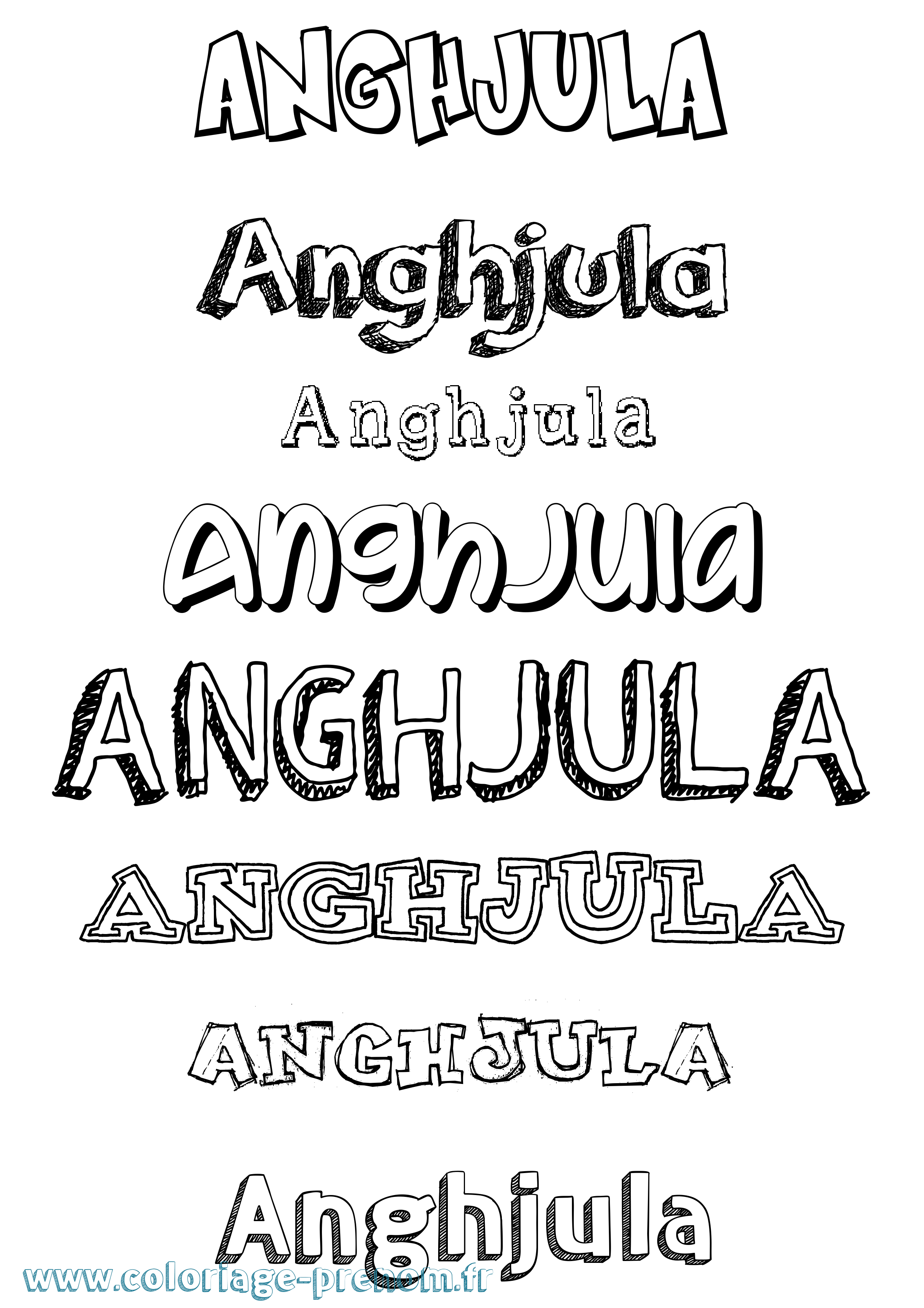 Coloriage Anghjula Dessiné Coloriage prénom Anghjula Dessiné