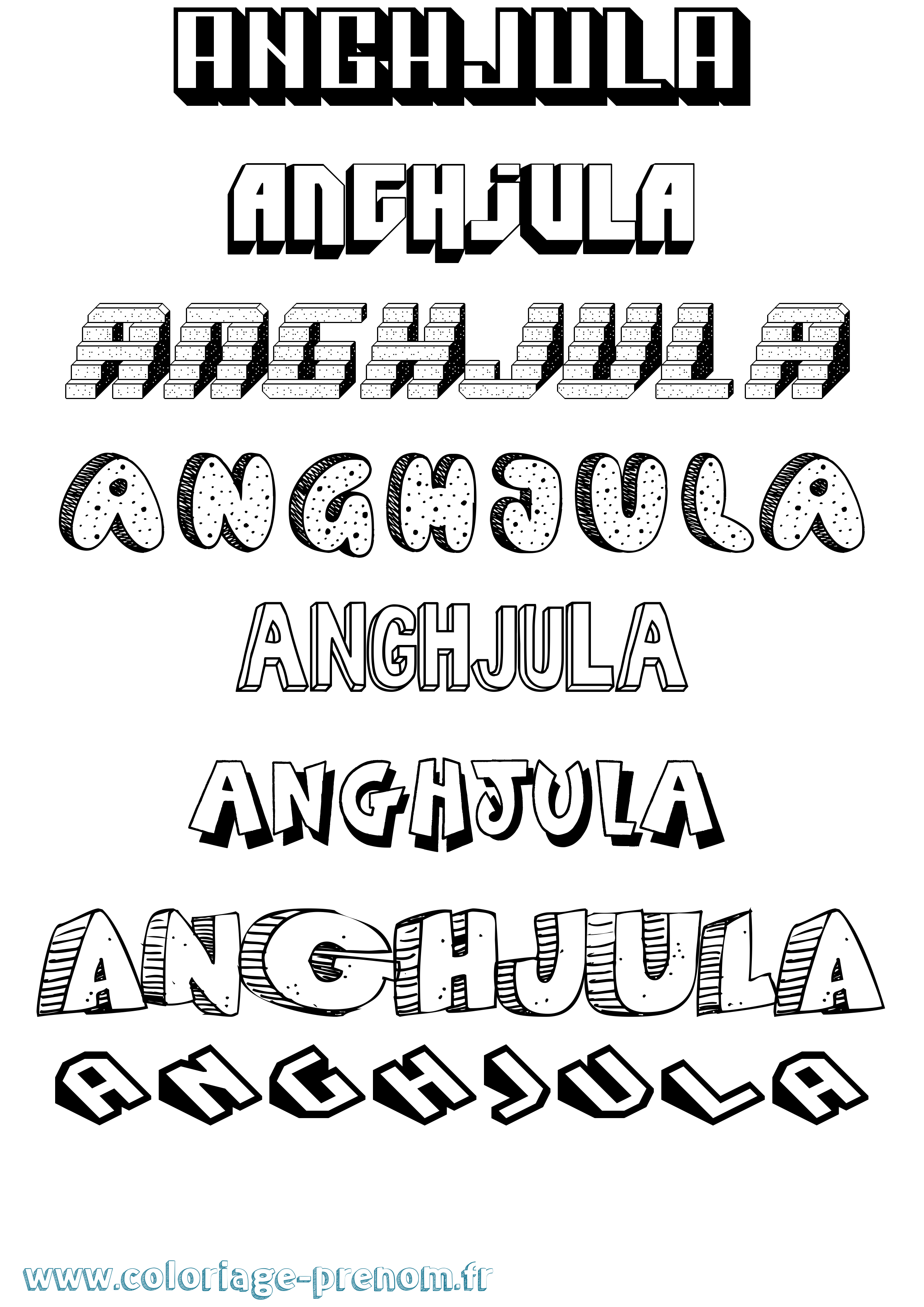 Coloriage Anghjula Effet 3D Coloriage prénom Anghjula Effet 3D