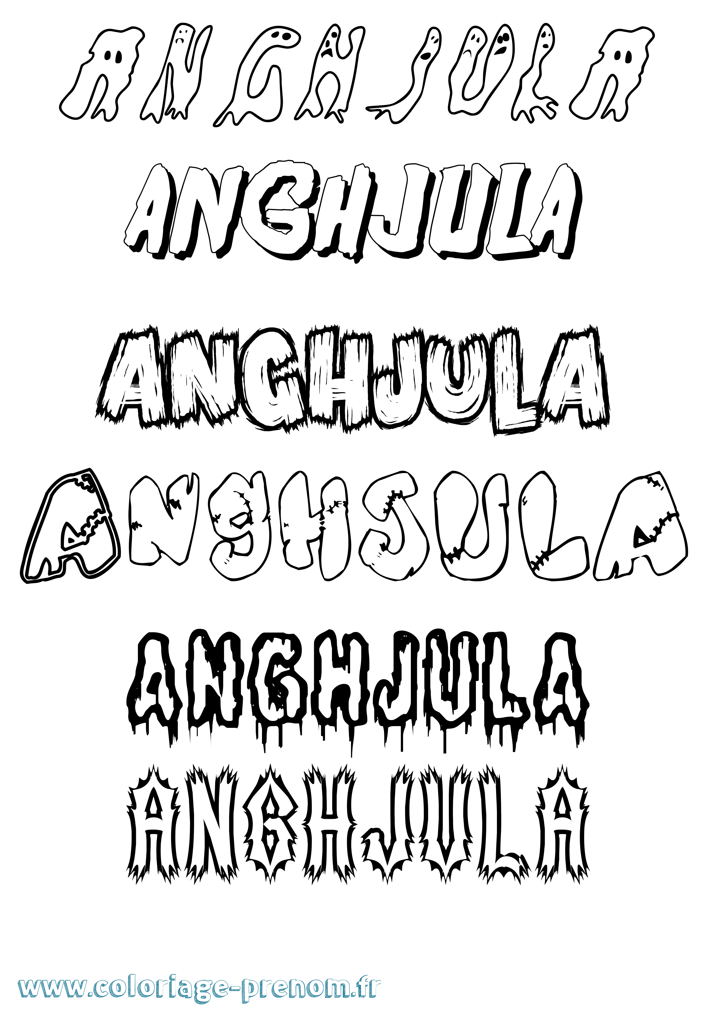Coloriage Anghjula Frisson Coloriage prénom Anghjula Frisson