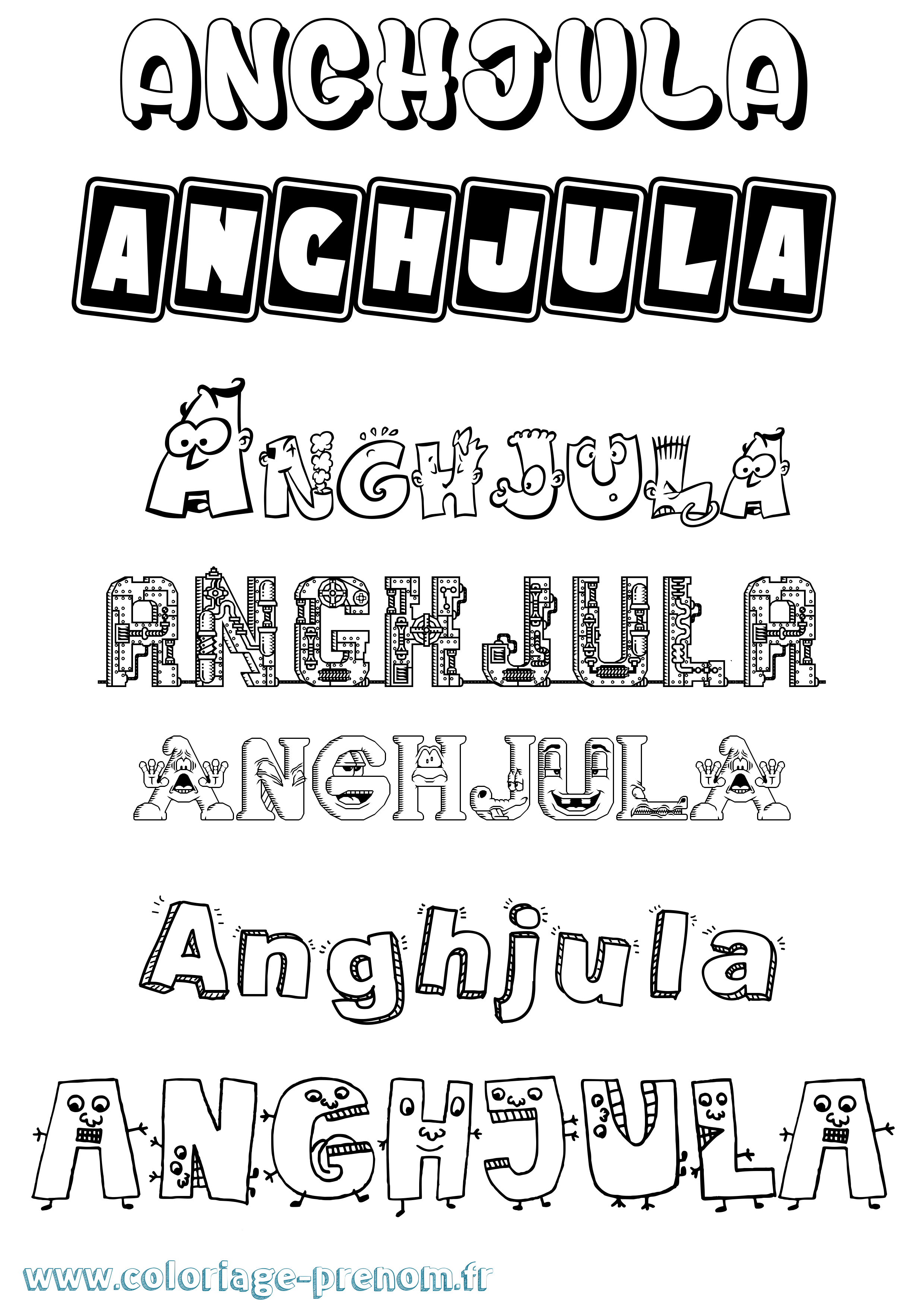 Coloriage Anghjula Fun Coloriage prénom Anghjula Fun
