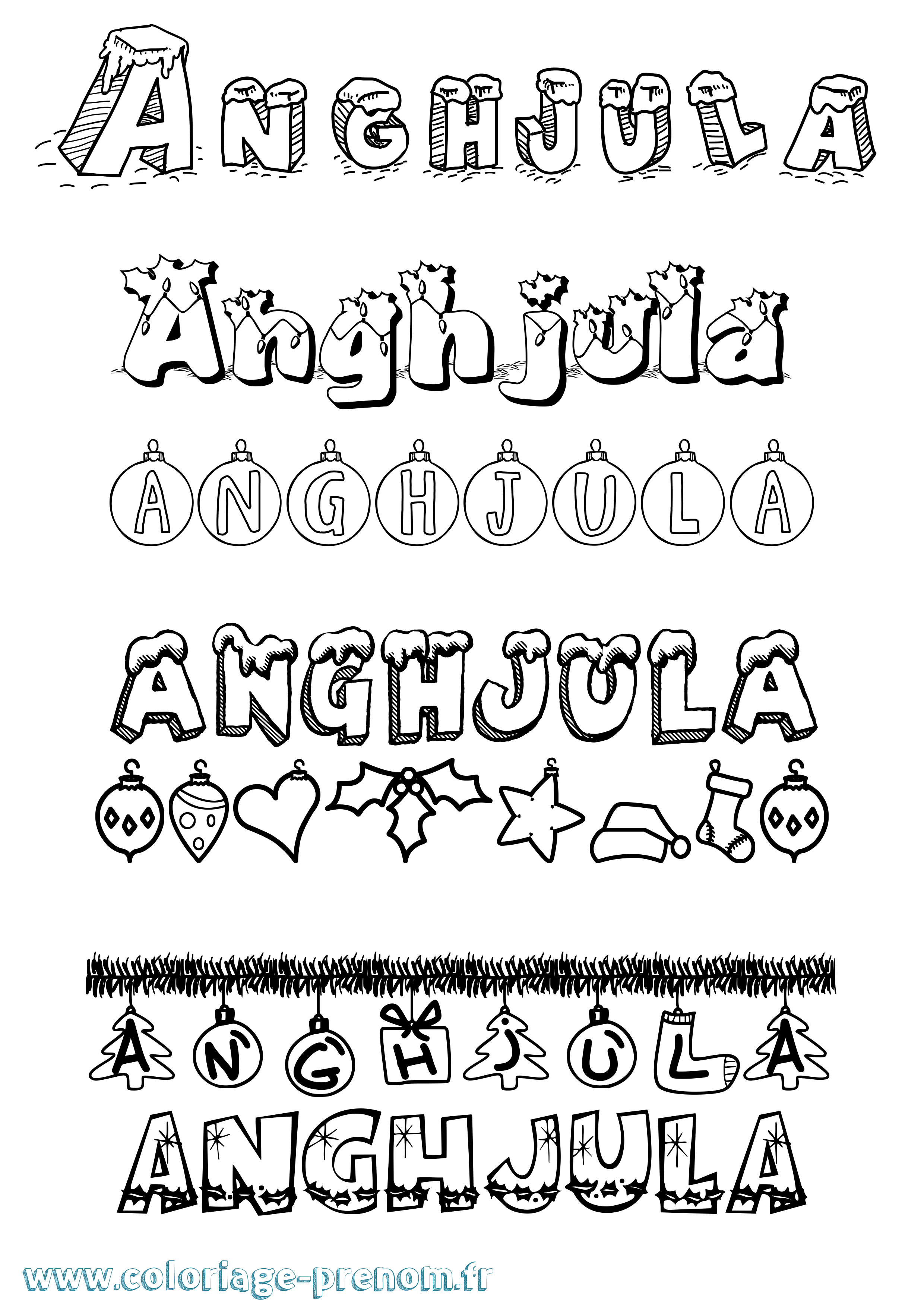 Coloriage Anghjula Noël Coloriage prénom Anghjula Noël
