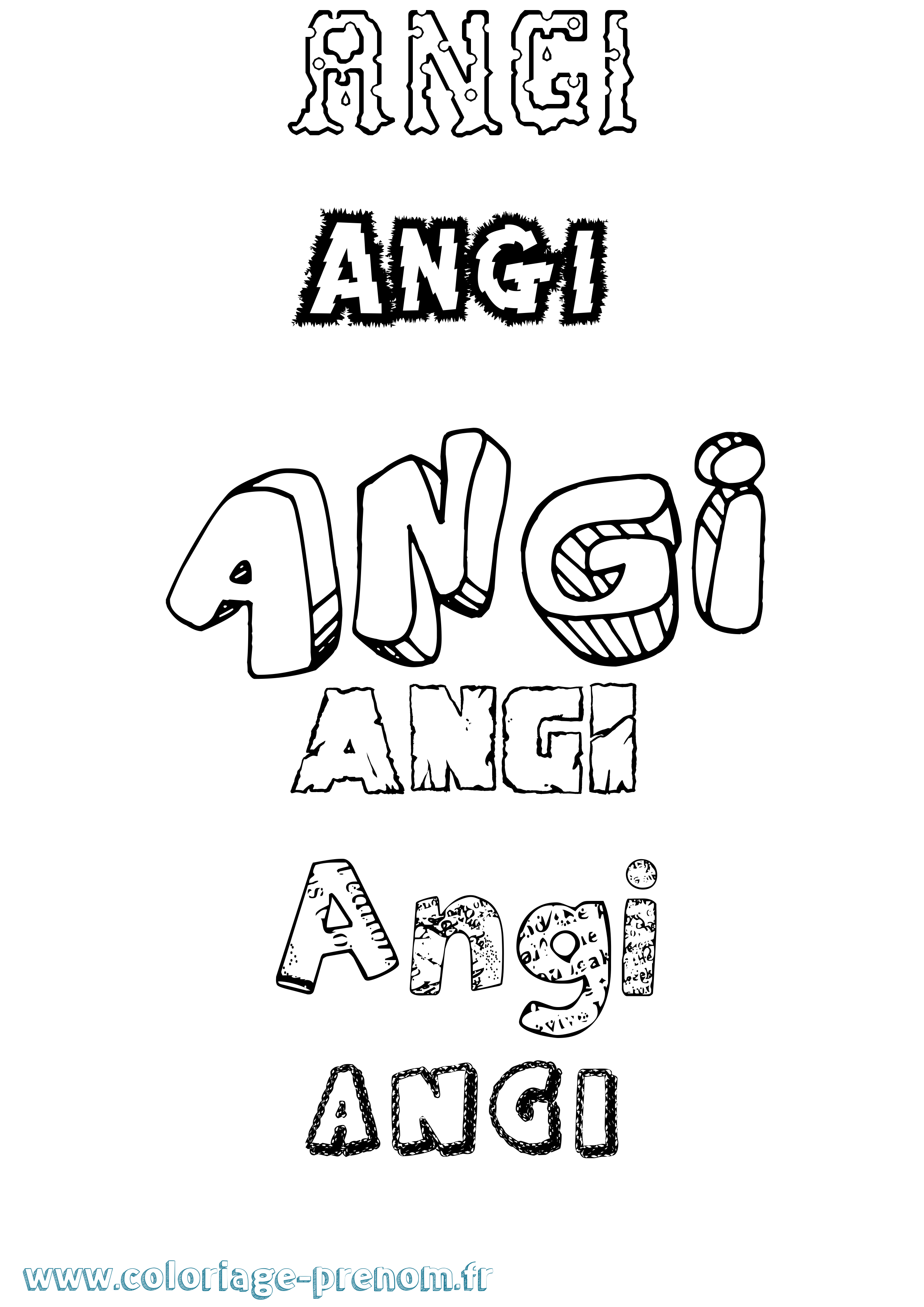Coloriage Angi Destructuré Coloriage prénom Angi Destructuré