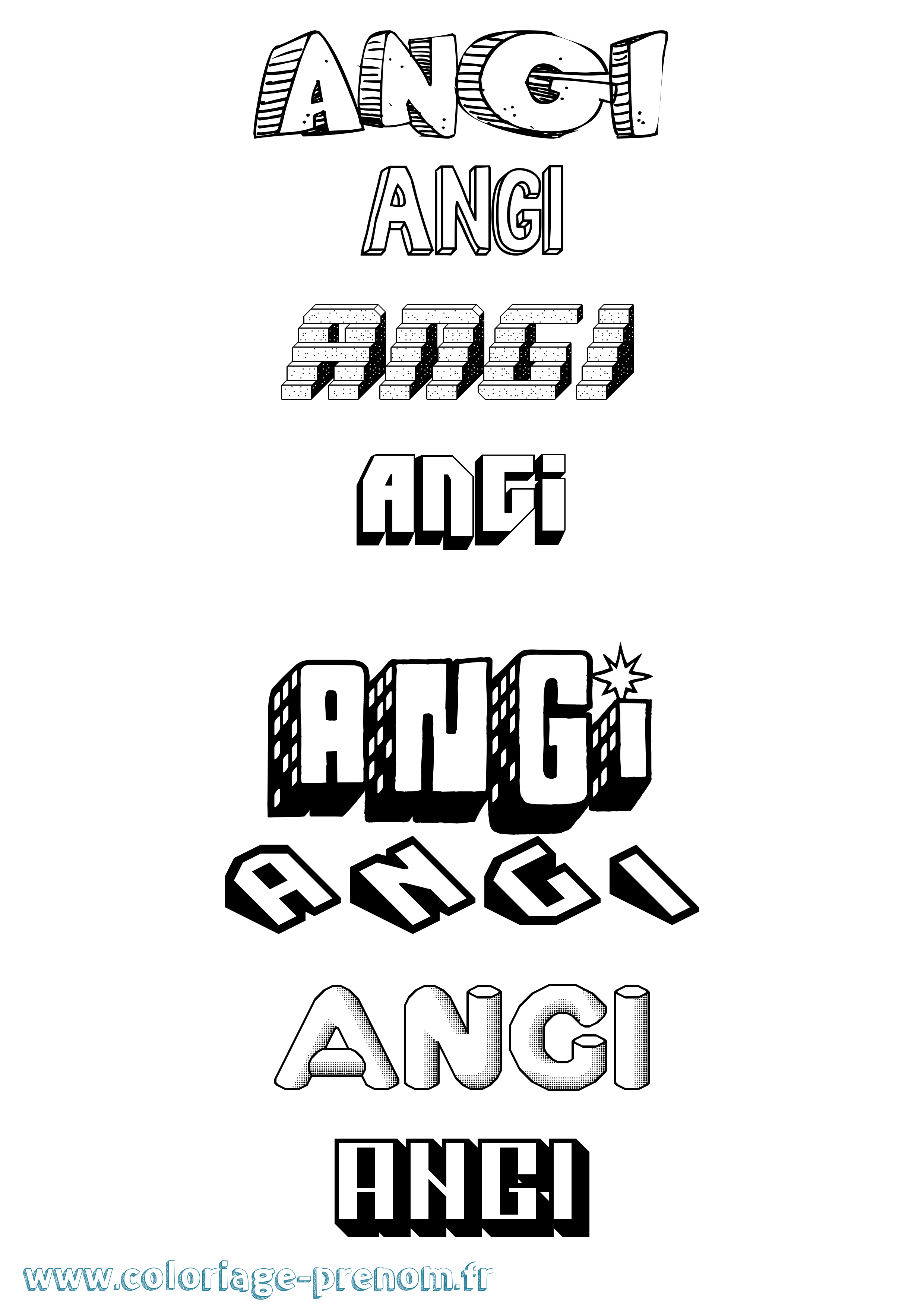 Coloriage Angi Effet 3D Coloriage prénom Angi Effet 3D