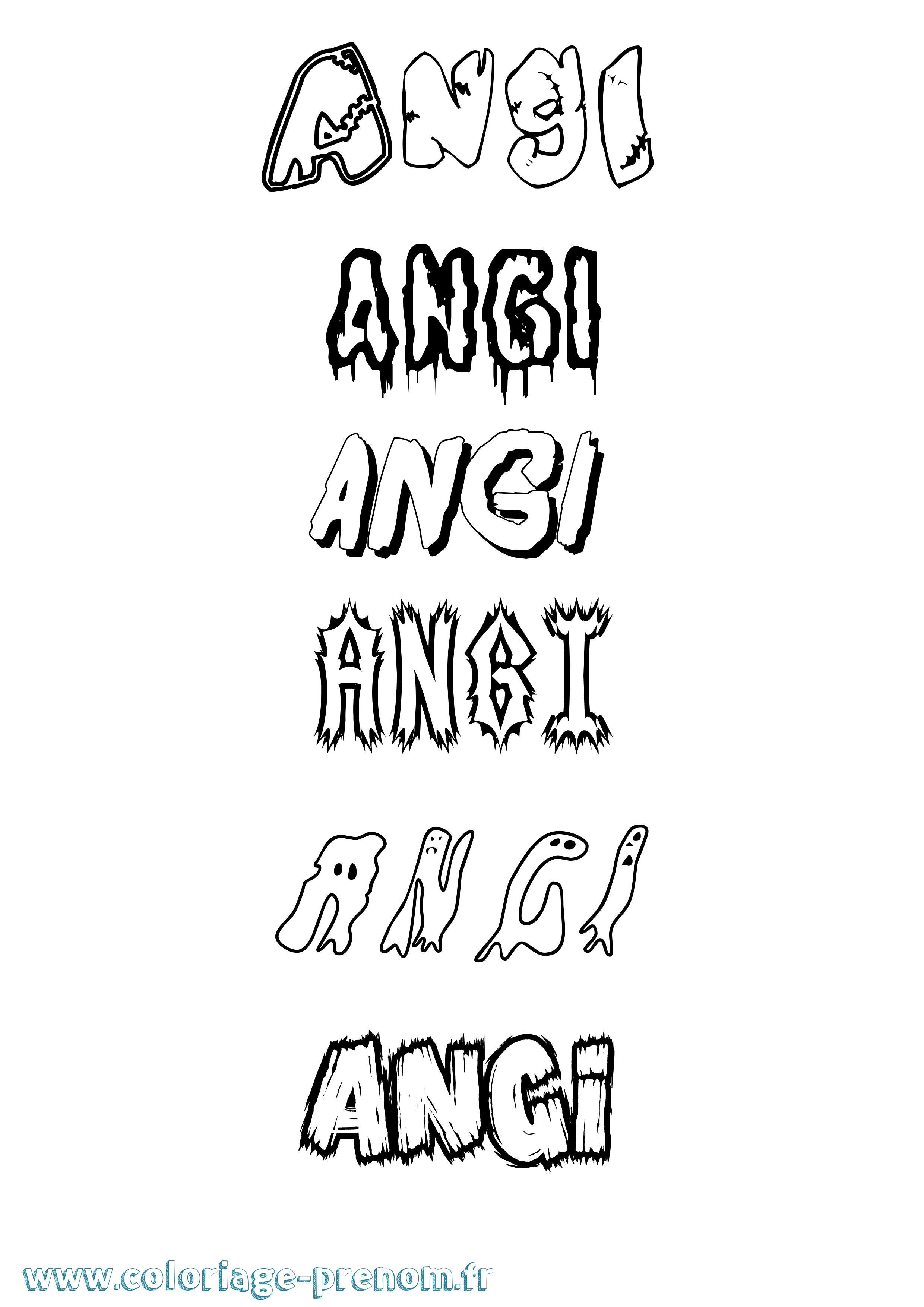 Coloriage Angi Frisson Coloriage prénom Angi Frisson