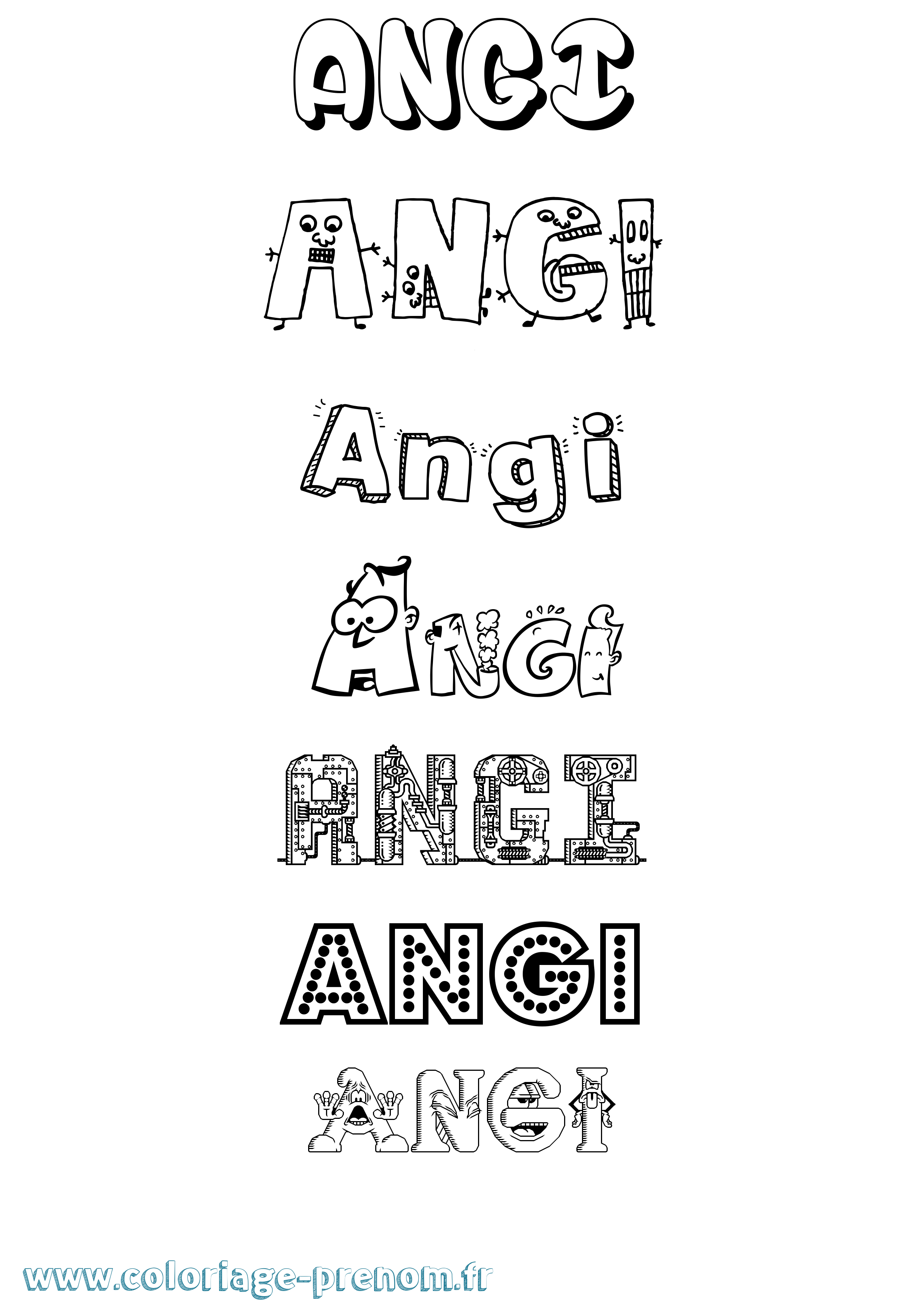 Coloriage Angi Fun Coloriage prénom Angi Fun
