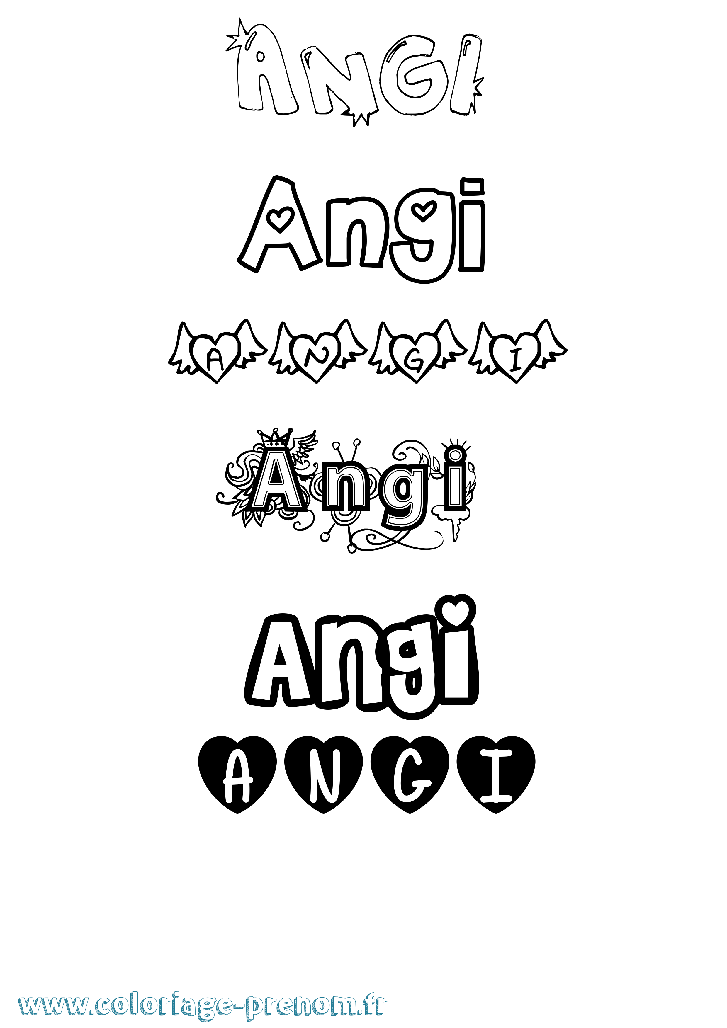 Coloriage Angi Girly Coloriage prénom Angi Girly