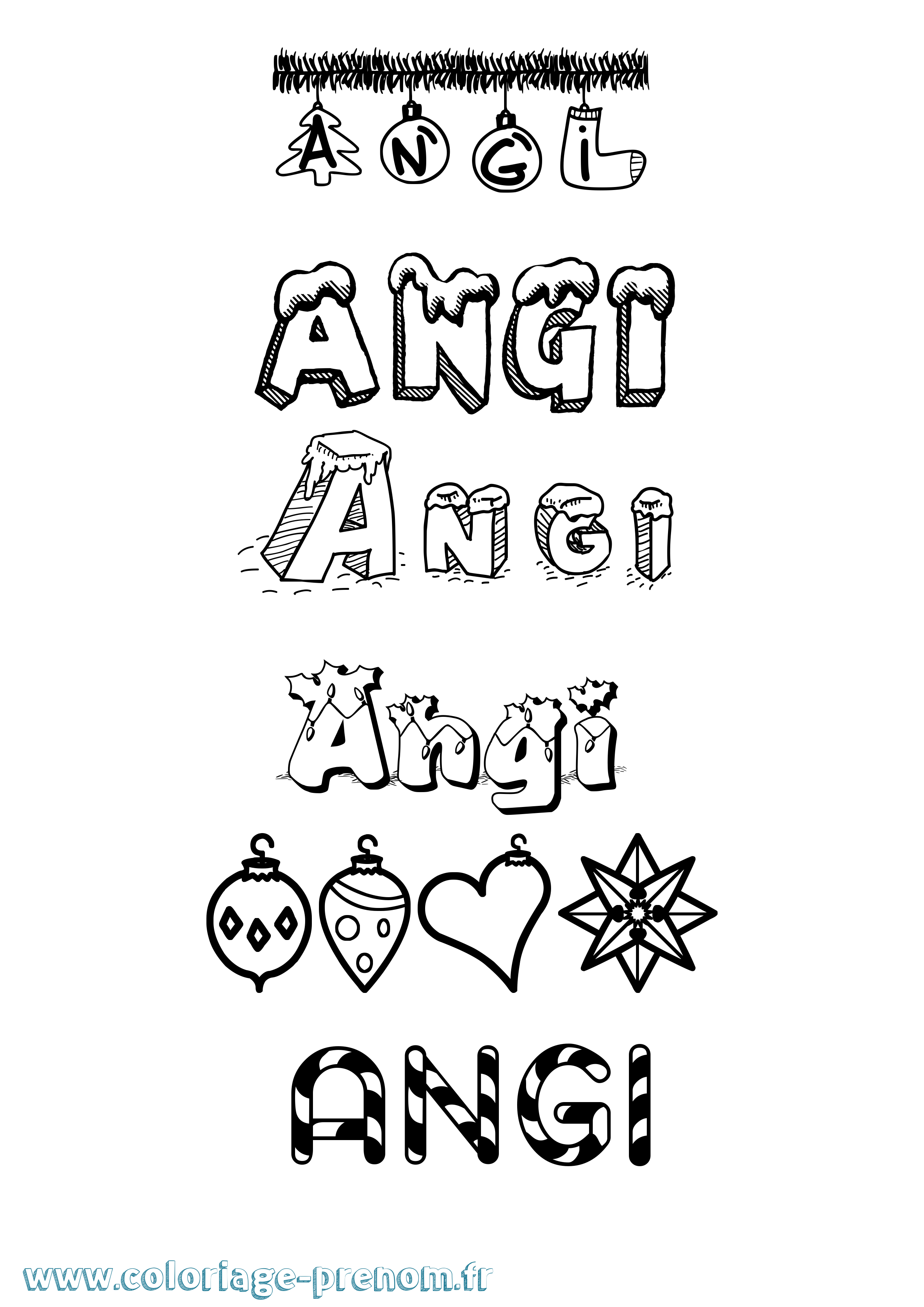 Coloriage Angi Noël Coloriage prénom Angi Noël