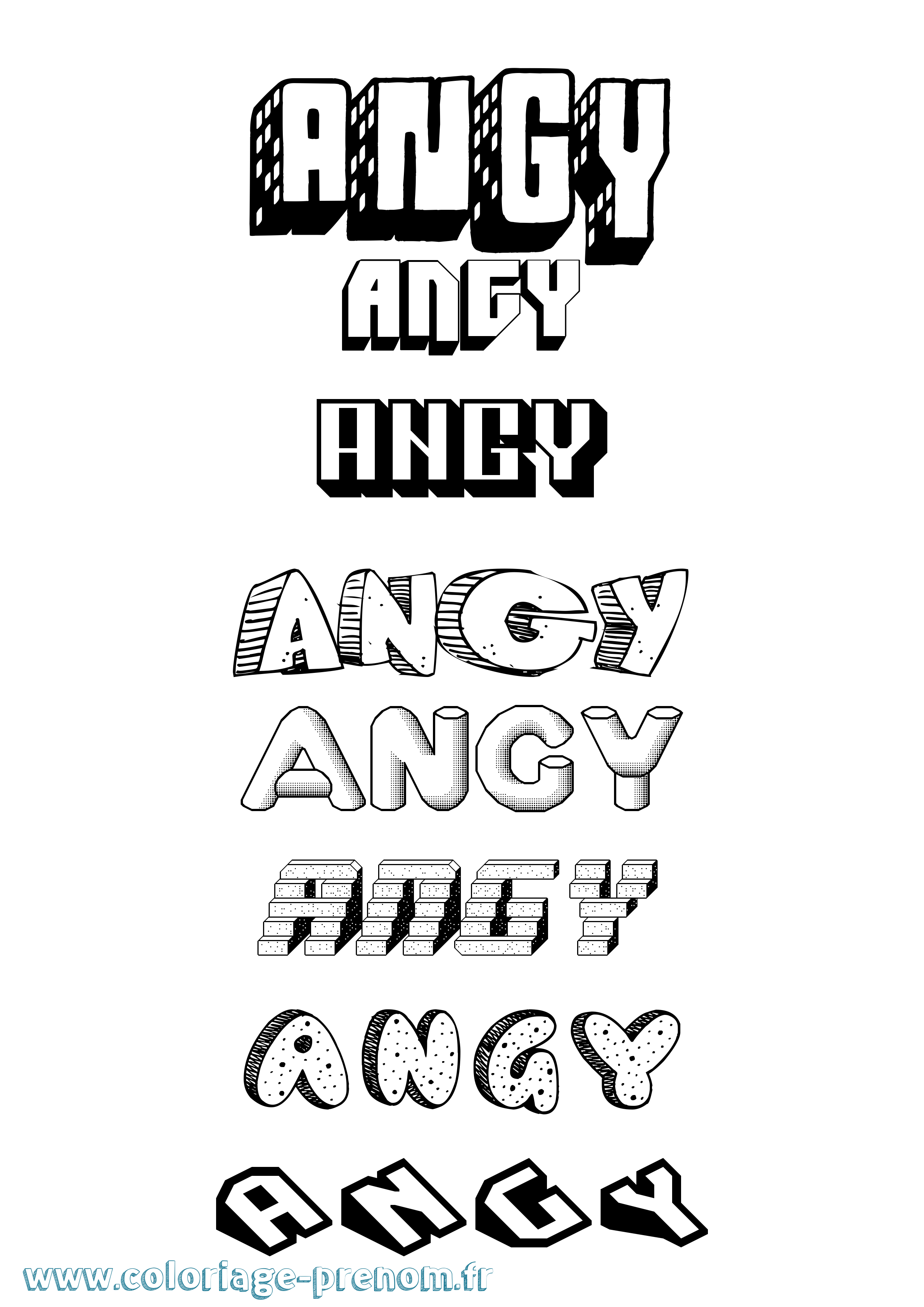 Coloriage Angy Effet 3D Coloriage prénom Angy Effet 3D