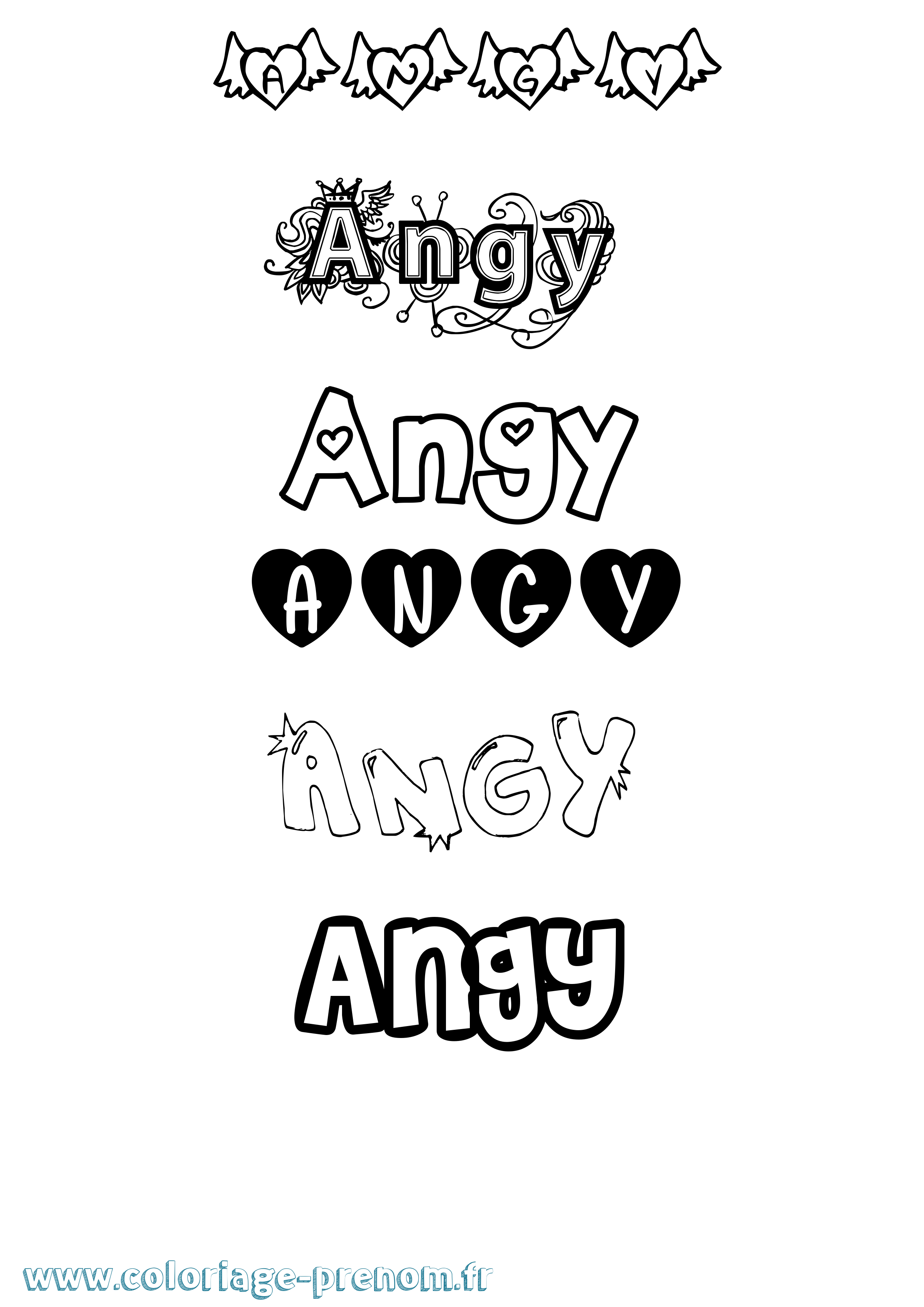 Coloriage Angy Girly Coloriage prénom Angy Girly