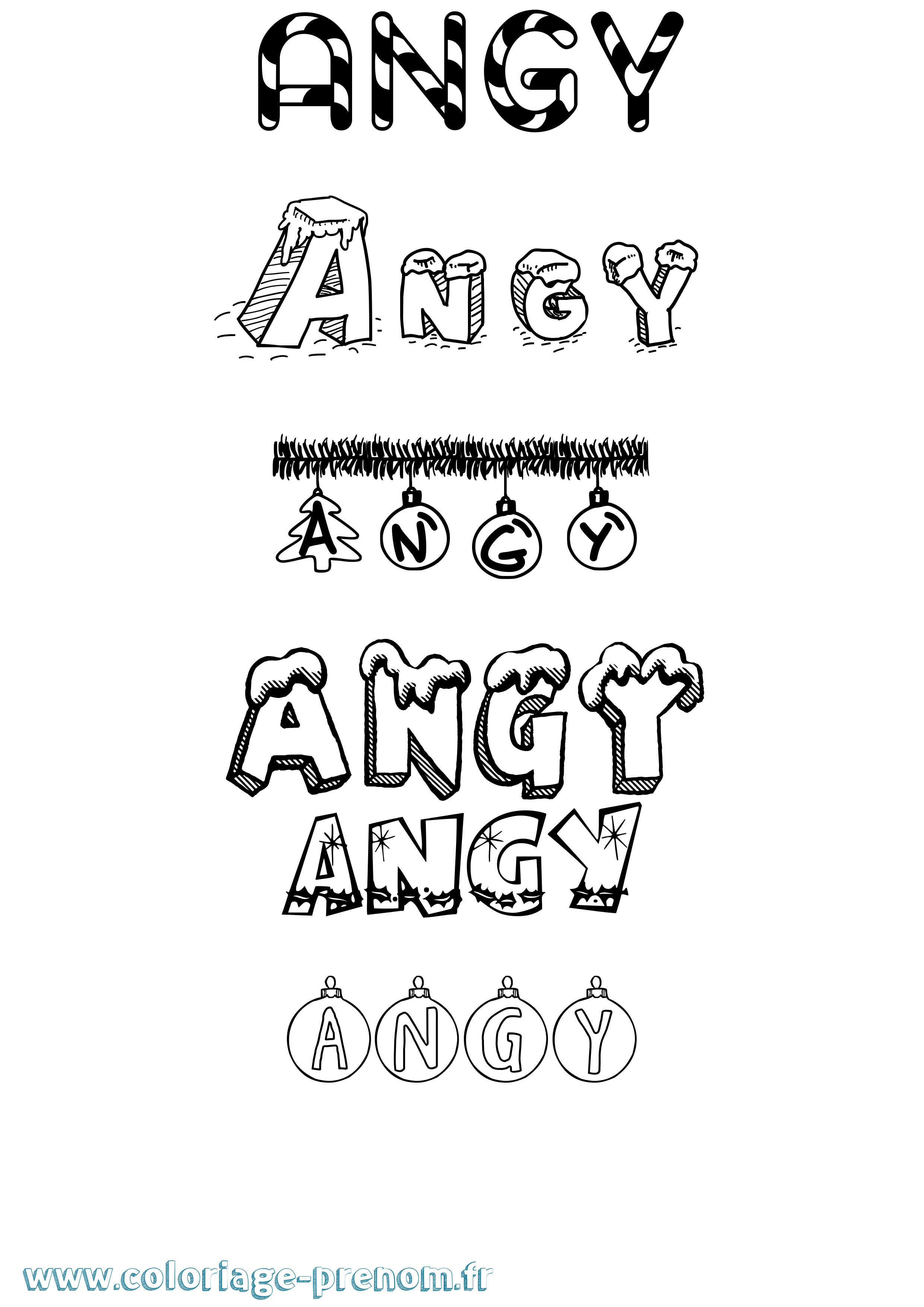 Coloriage Angy Noël Coloriage prénom Angy Noël