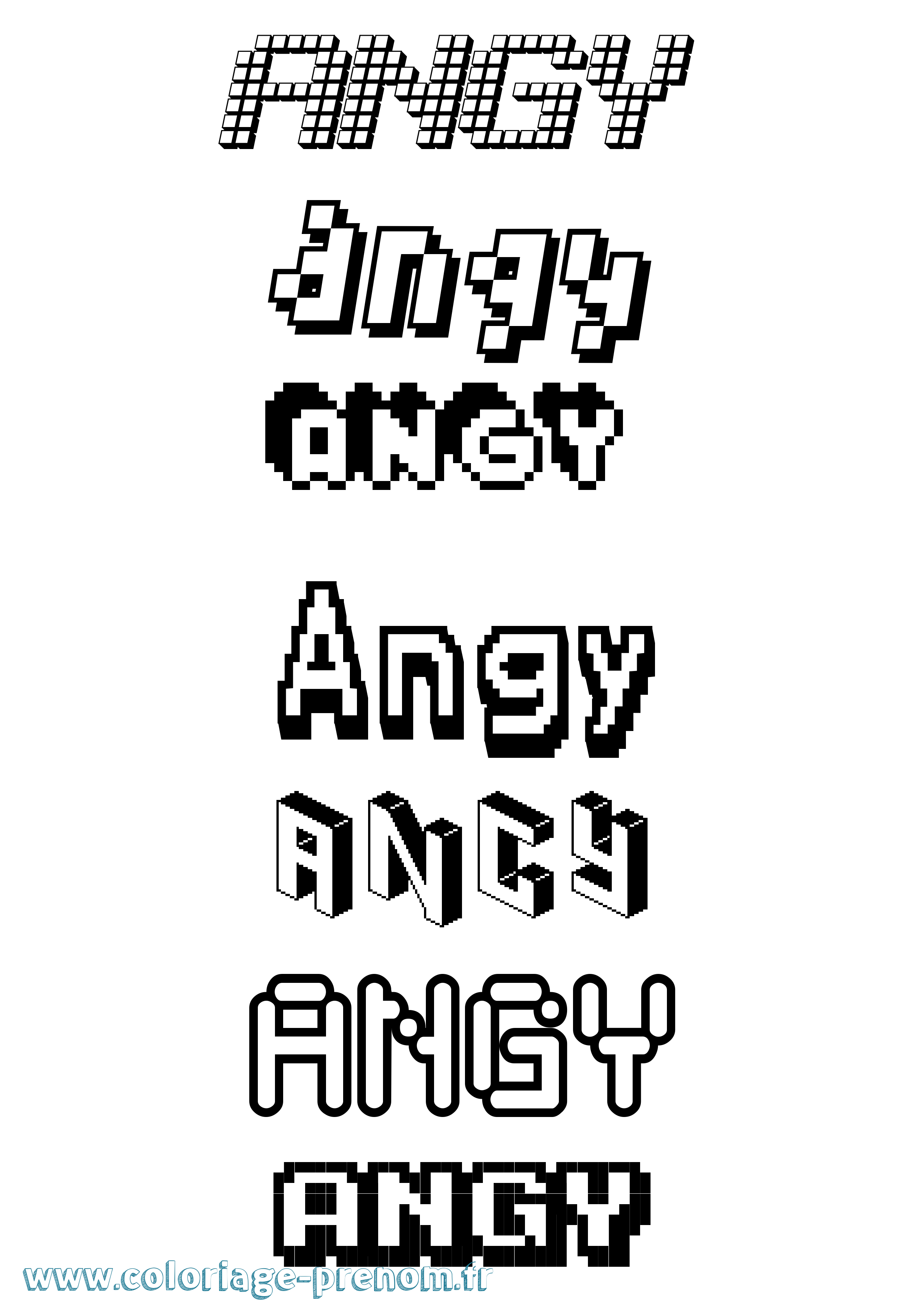 Coloriage Angy Pixel Coloriage prénom Angy Pixel
