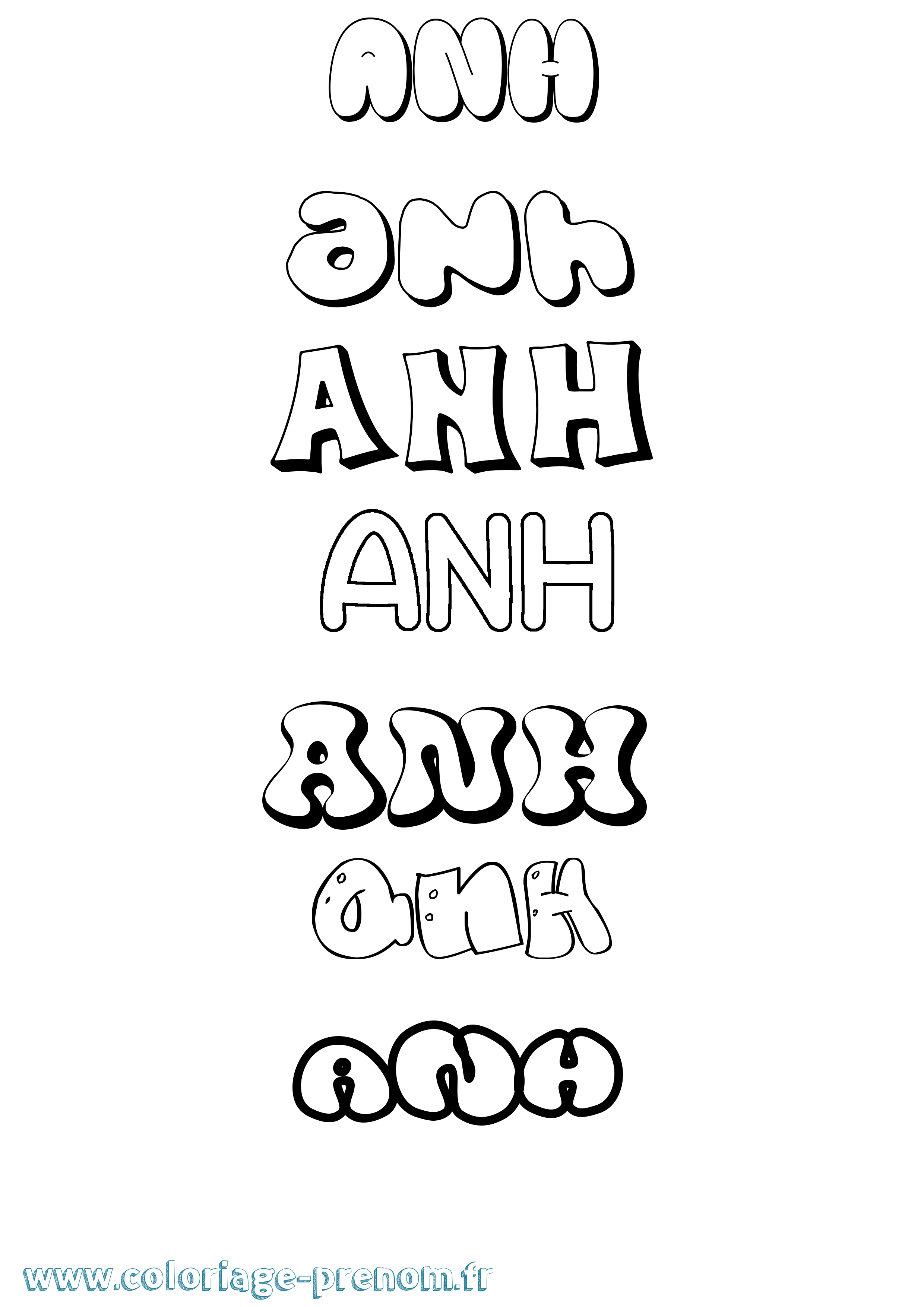 Coloriage Anh Bubble Coloriage prénom Anh Bubble